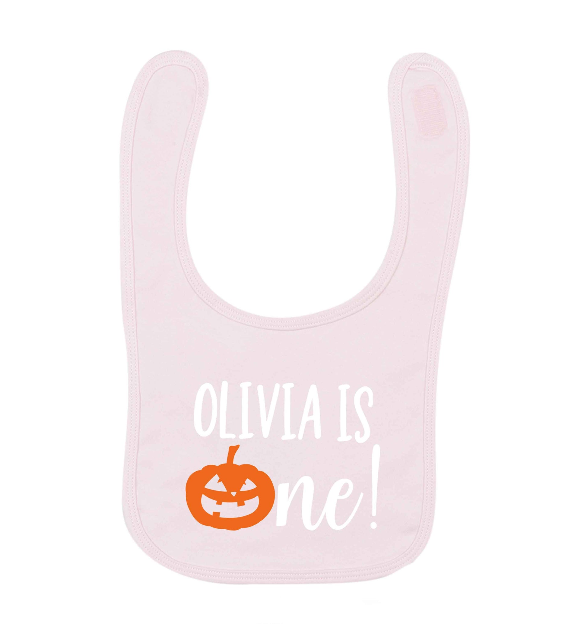Personalised is turning one pale pink baby bib