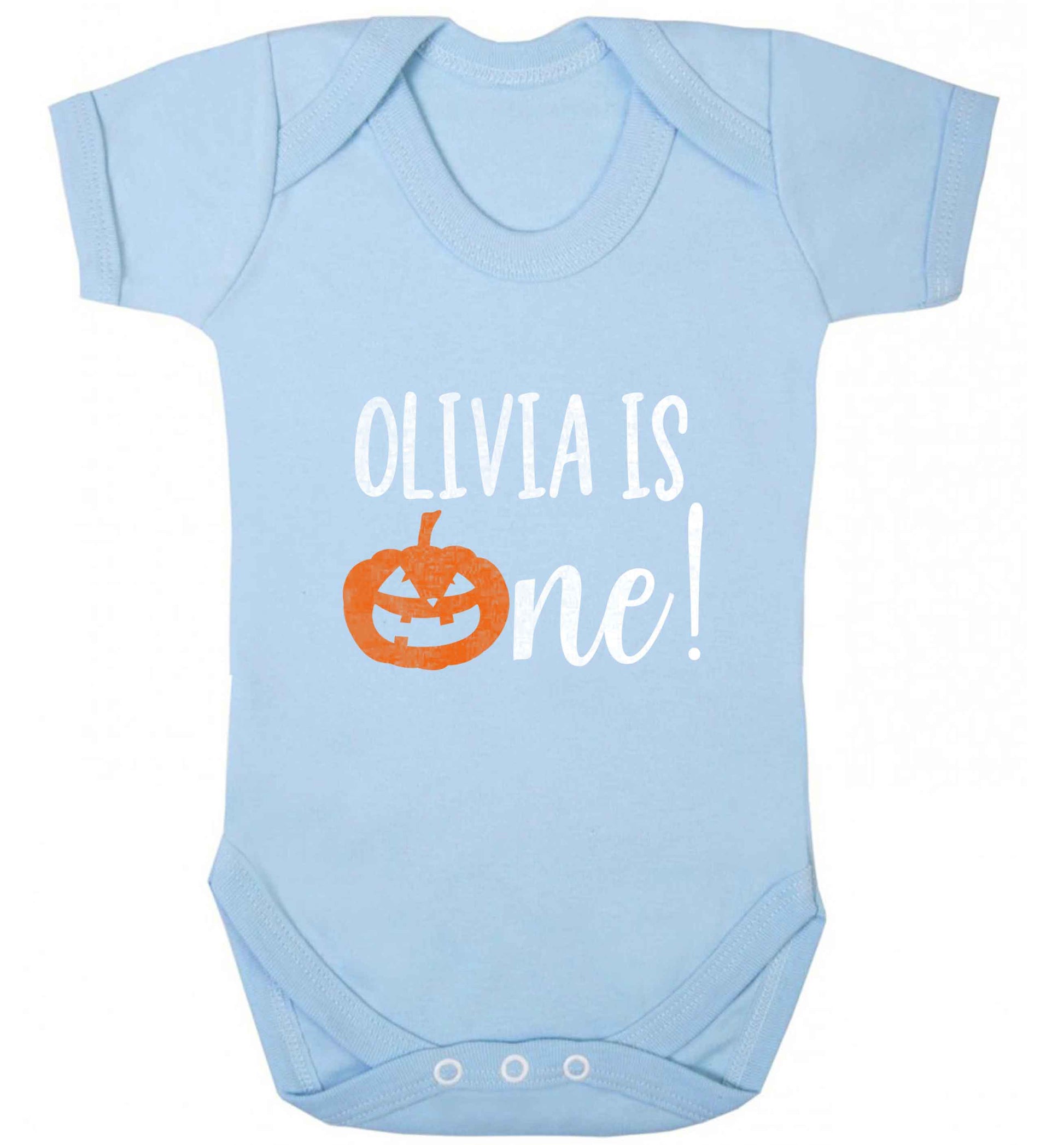 Personalised is turning one baby vest pale blue 18-24 months