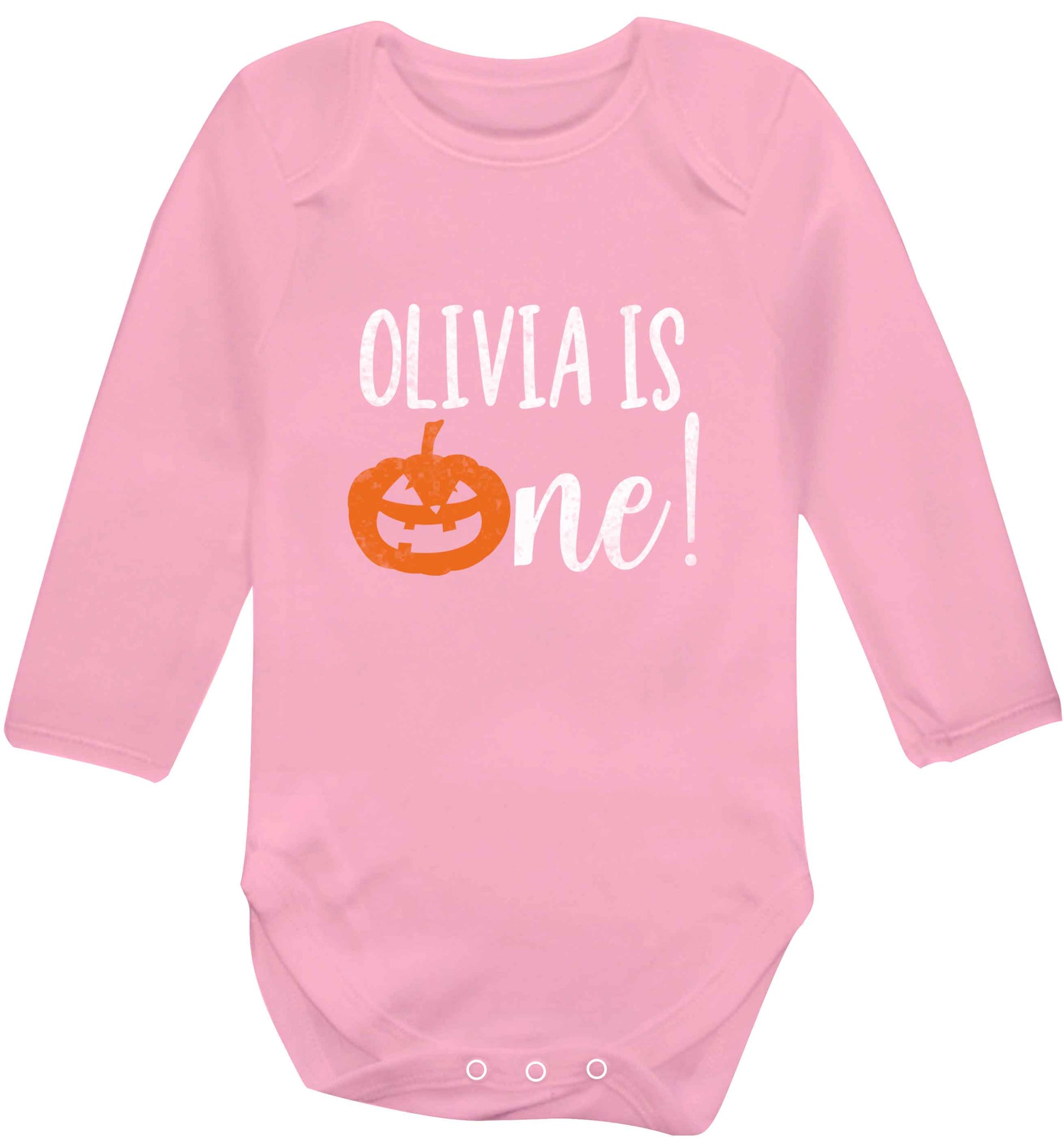 Personalised is turning one baby vest long sleeved pale pink 6-12 months