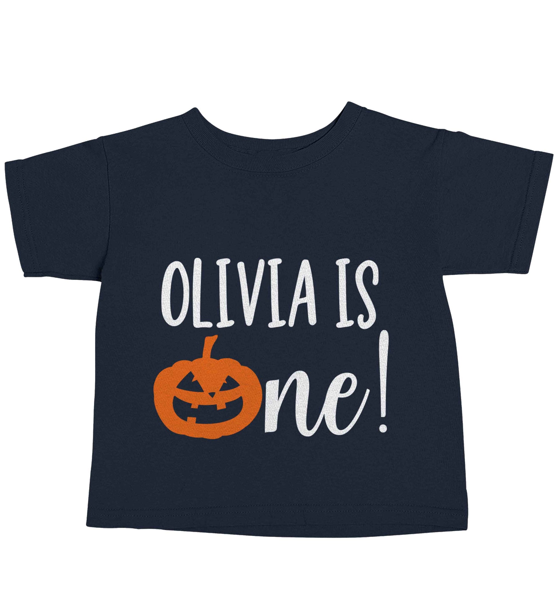 Personalised is turning one navy baby toddler Tshirt 2 Years