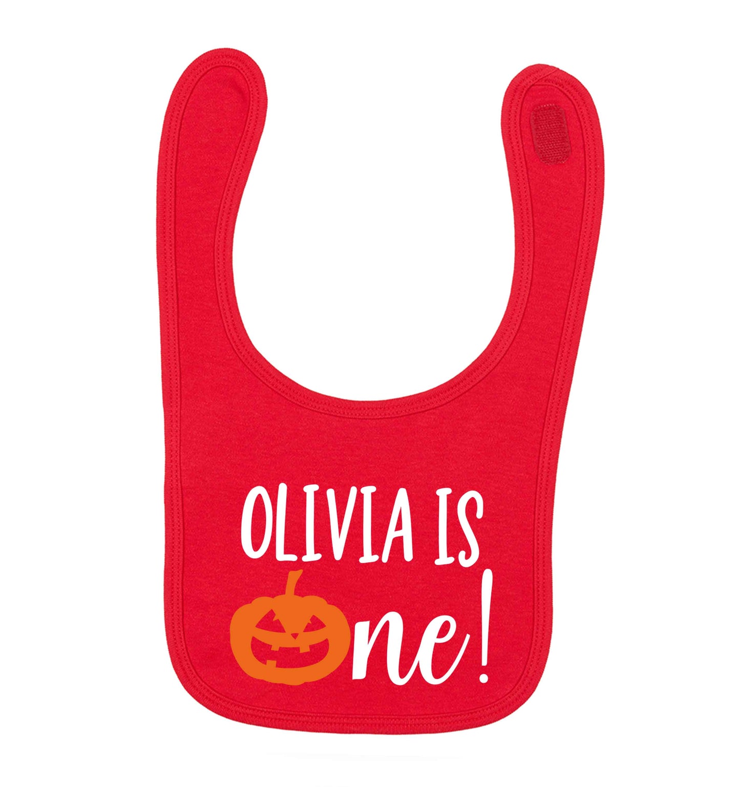 Personalised is turning one red baby bib