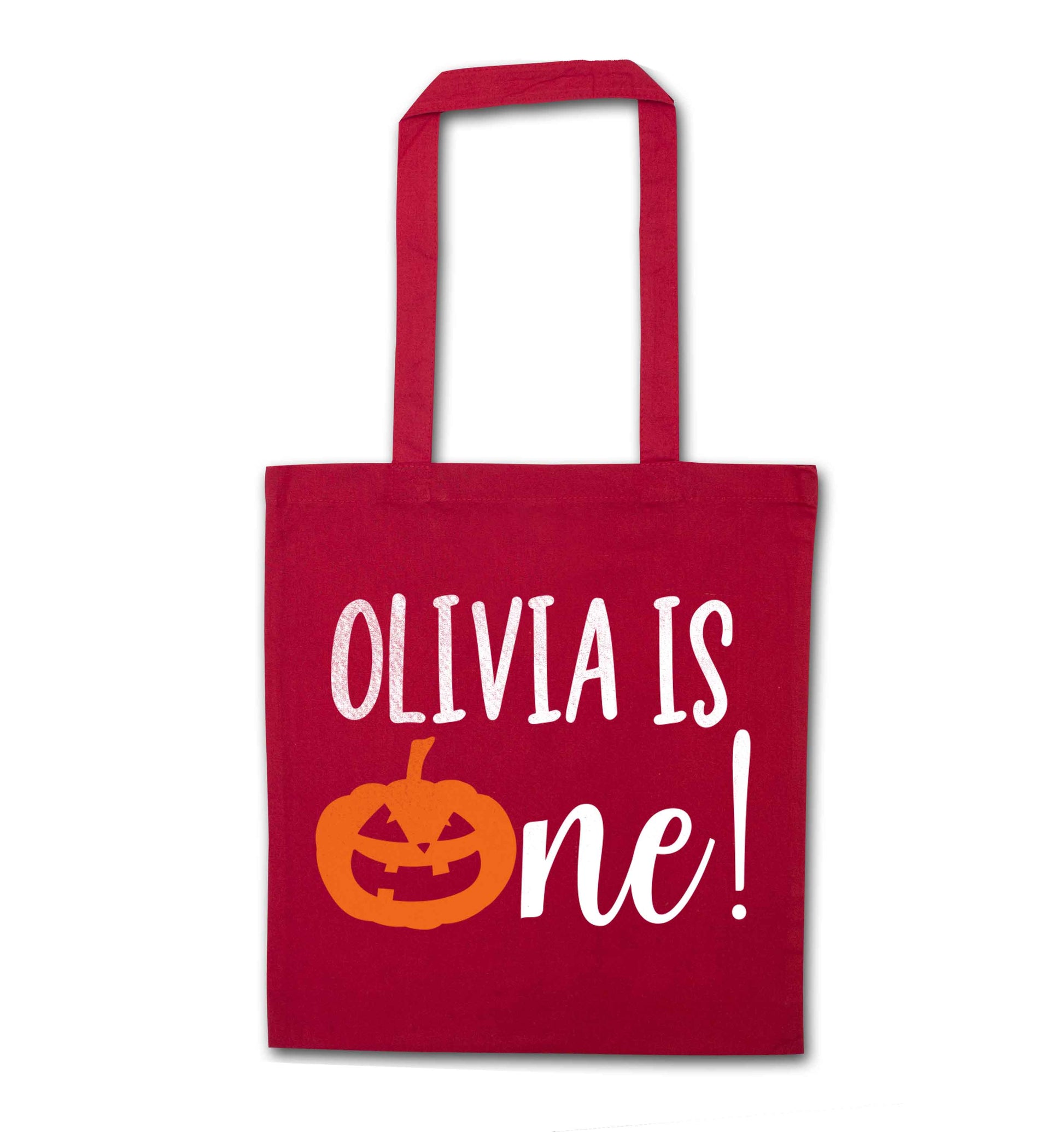 Personalised is turning one red tote bag