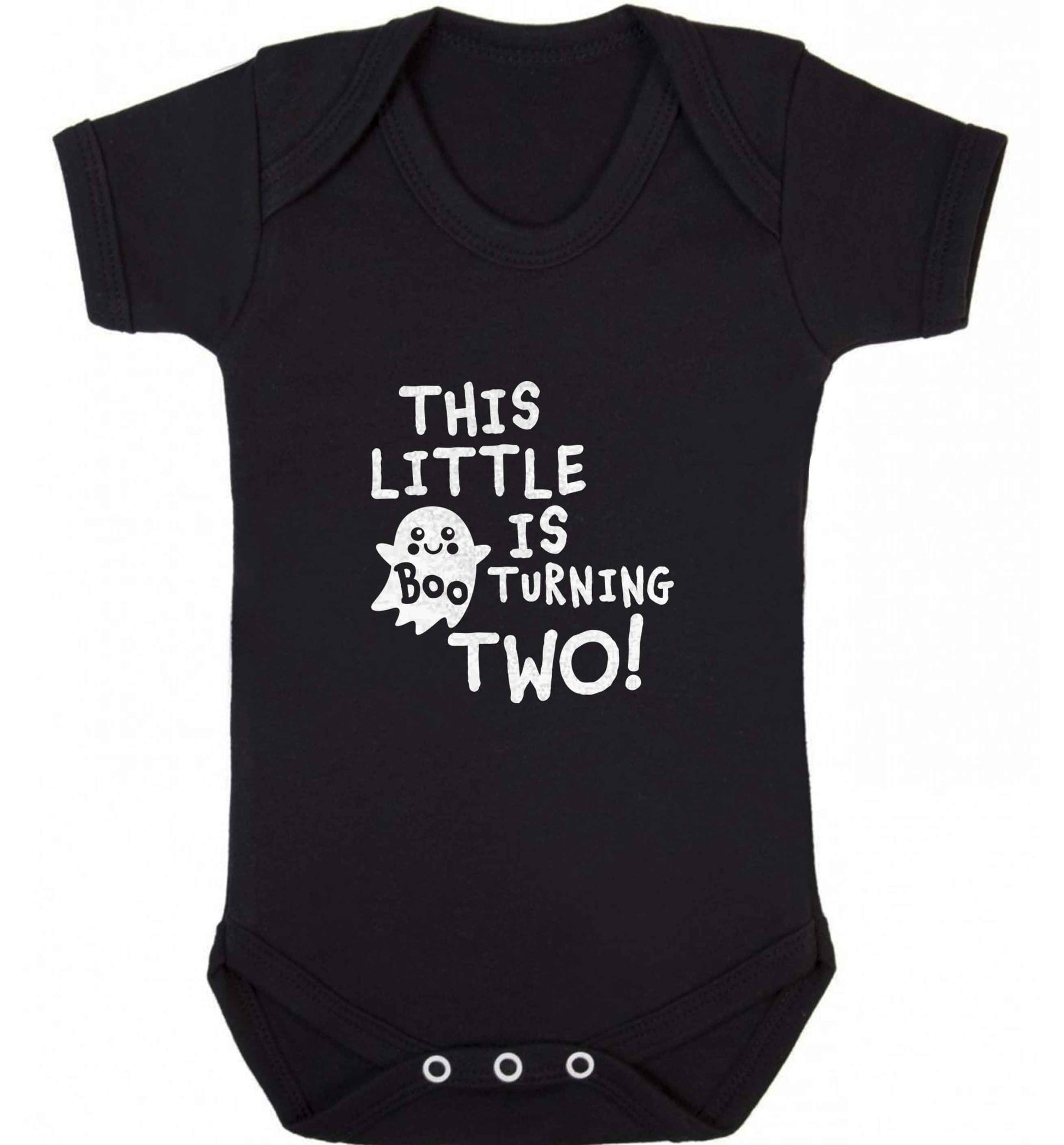 This little boo is turning two baby vest black 18-24 months