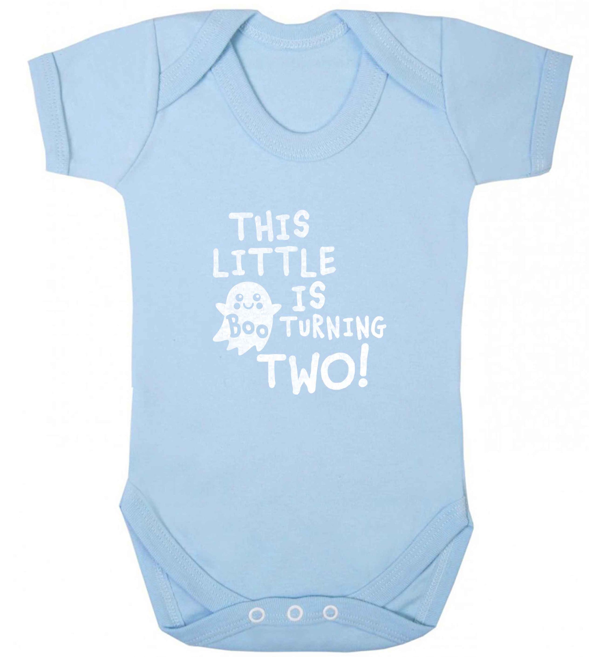 This little boo is turning two baby vest pale blue 18-24 months