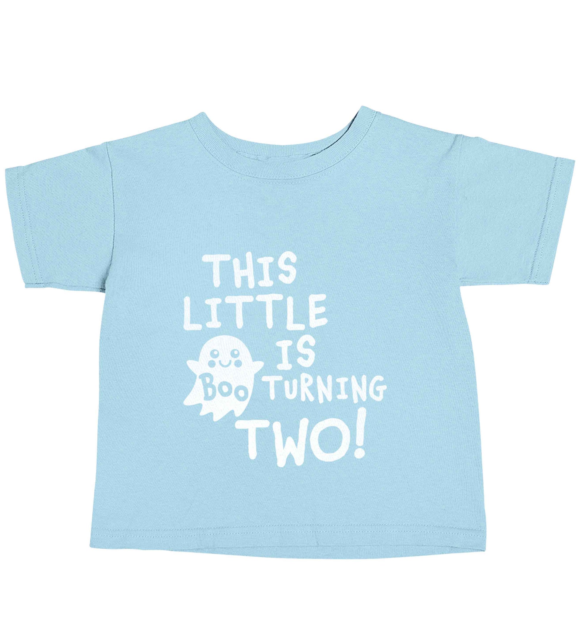 This little boo is turning two light blue baby toddler Tshirt 2 Years