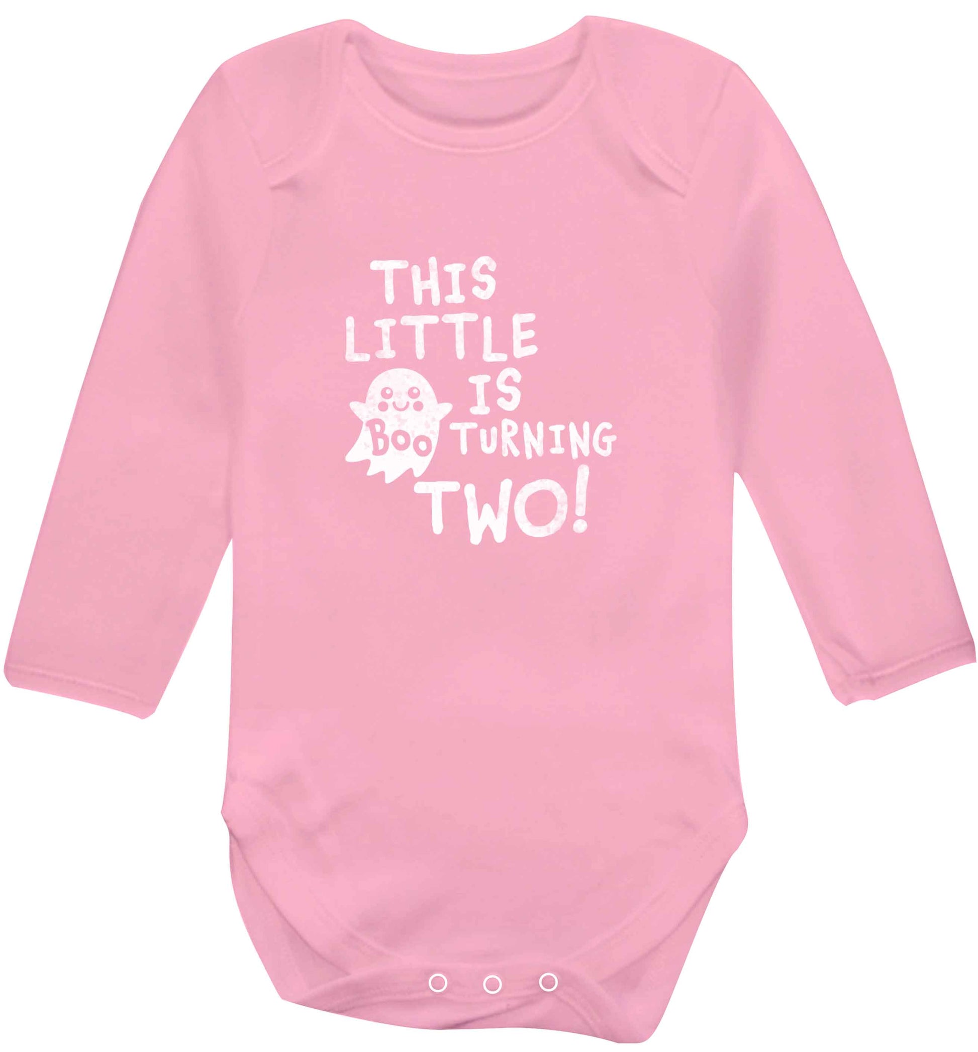 This little boo is turning two baby vest long sleeved pale pink 6-12 months