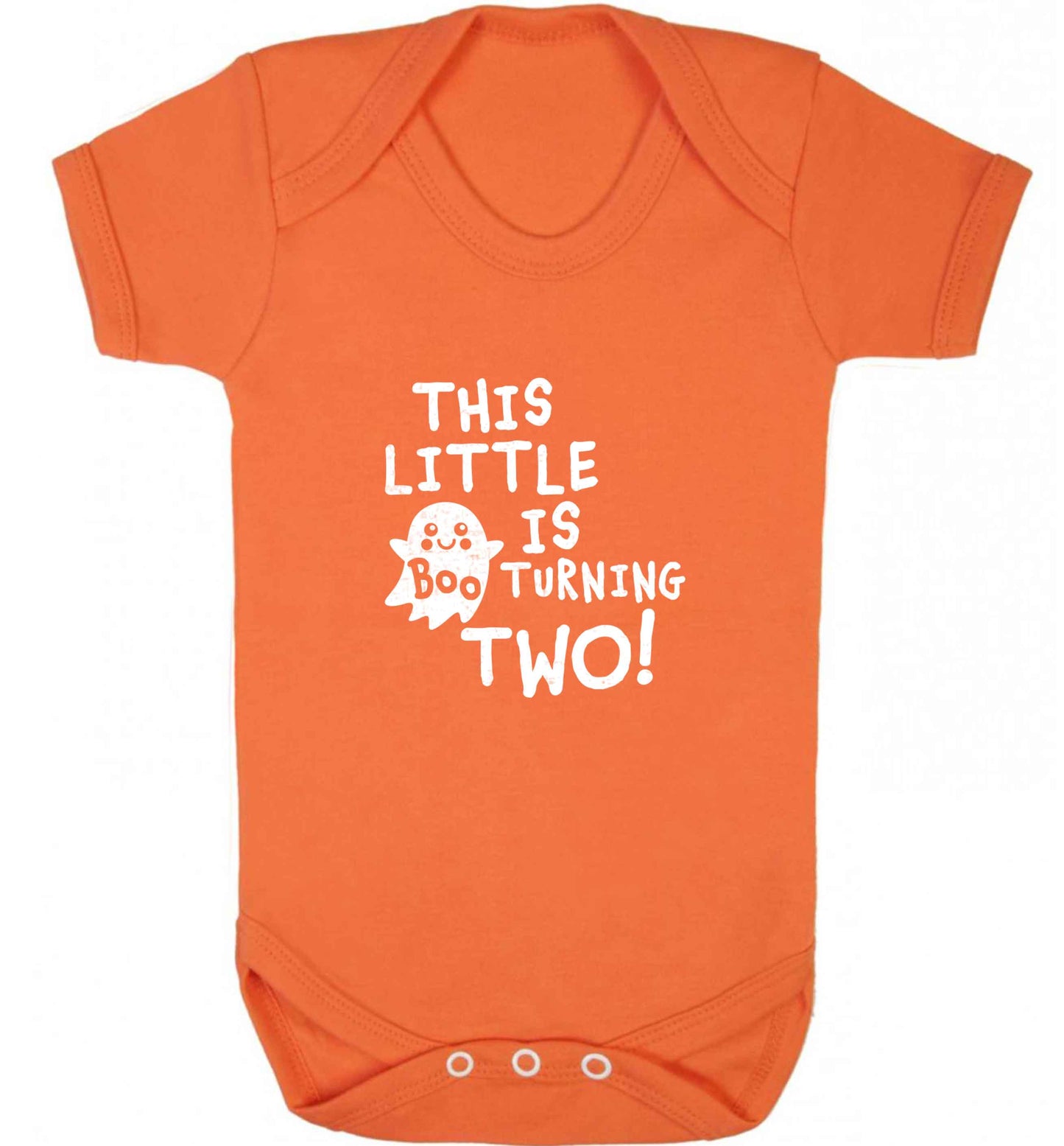 This little boo is turning two baby vest orange 18-24 months