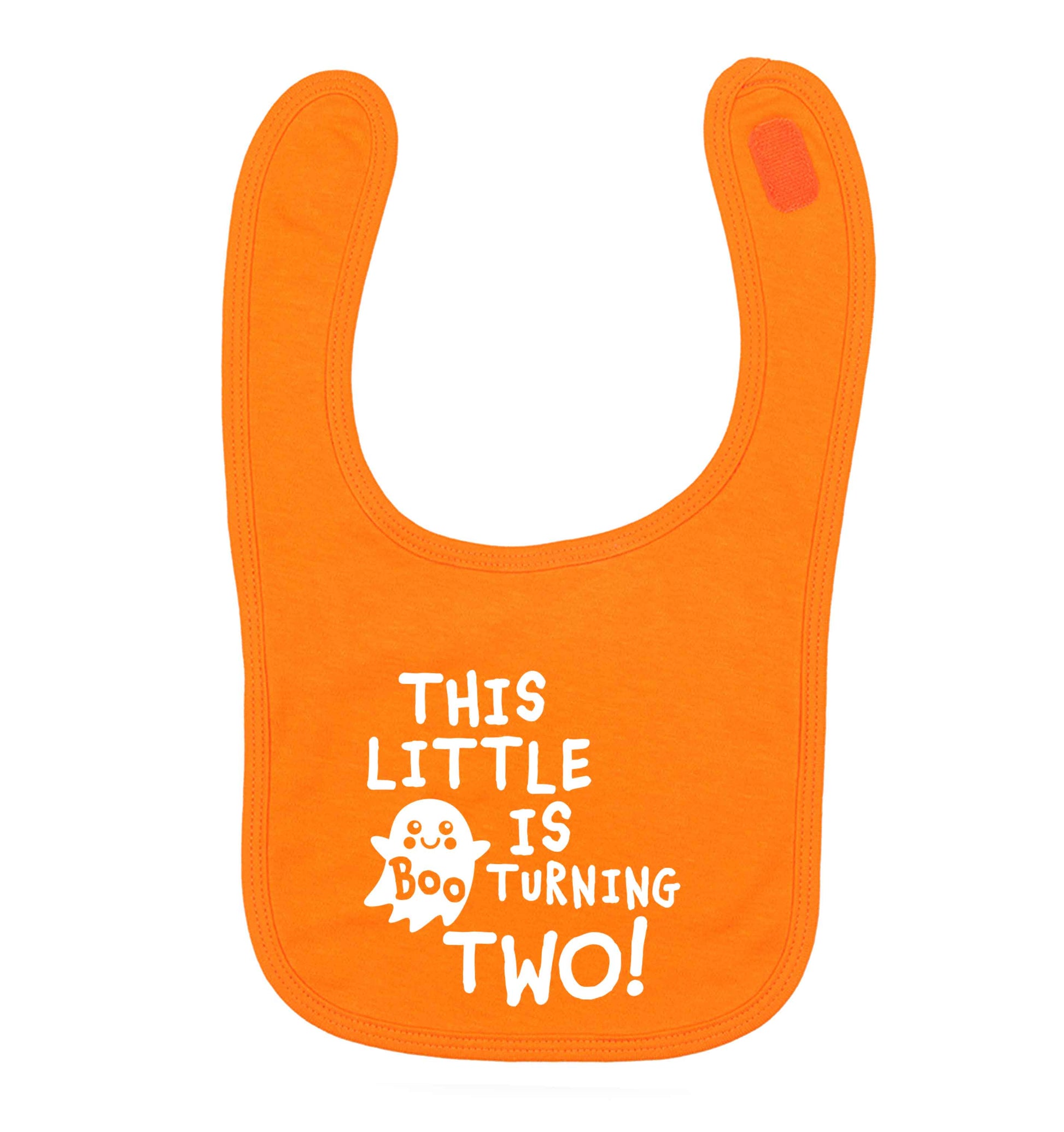 This little boo is turning two orange baby bib
