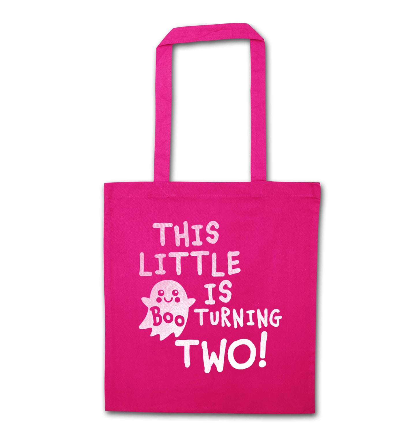 This little boo is turning two pink tote bag