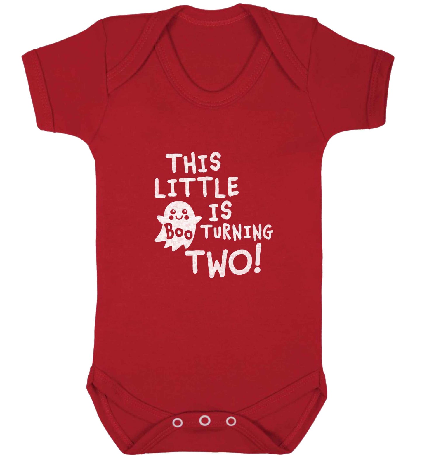 This little boo is turning two baby vest red 18-24 months