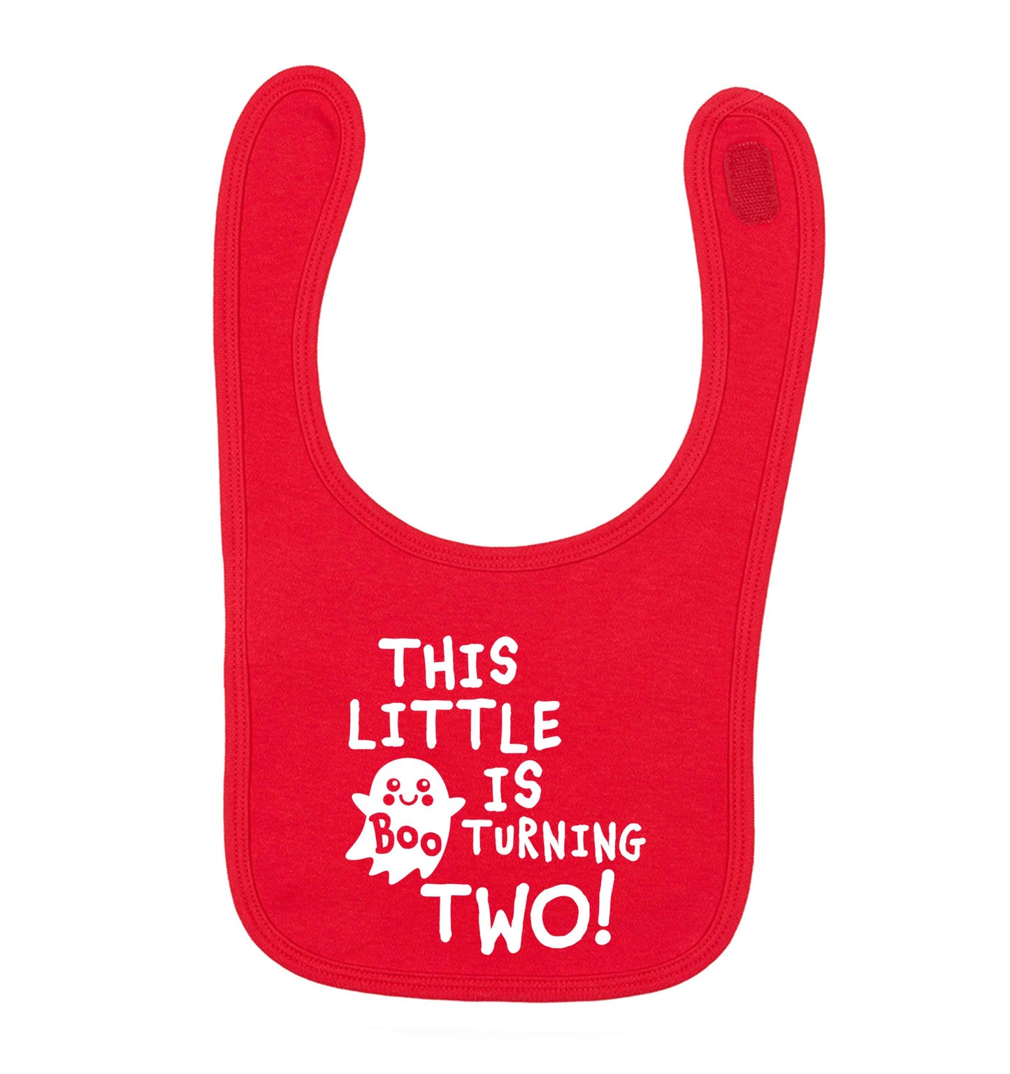 This little boo is turning two red baby bib