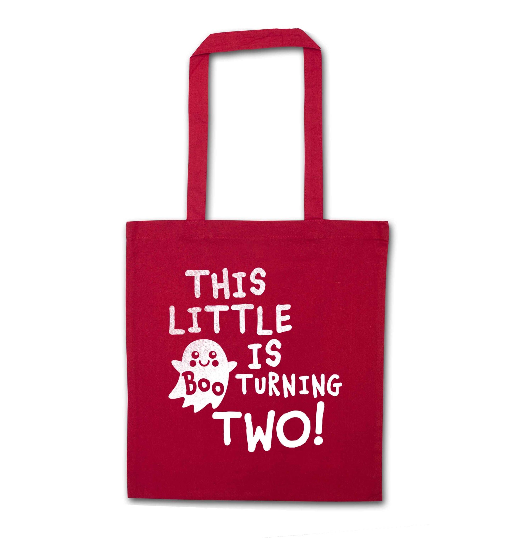 This little boo is turning two red tote bag
