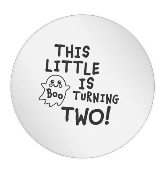 This little boo is turning two 24 @ 45mm matt circle stickers