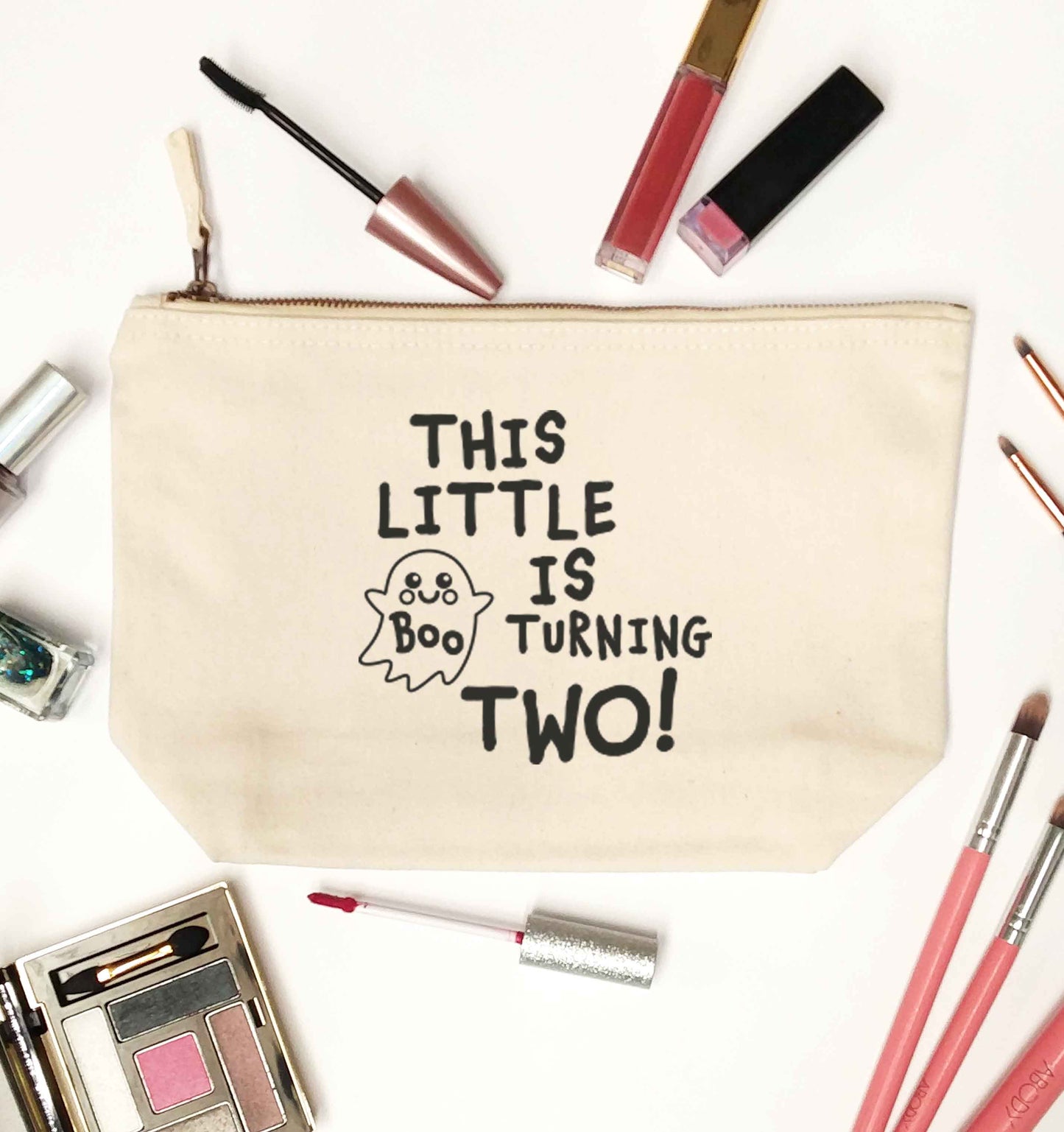 This little boo is turning two natural makeup bag