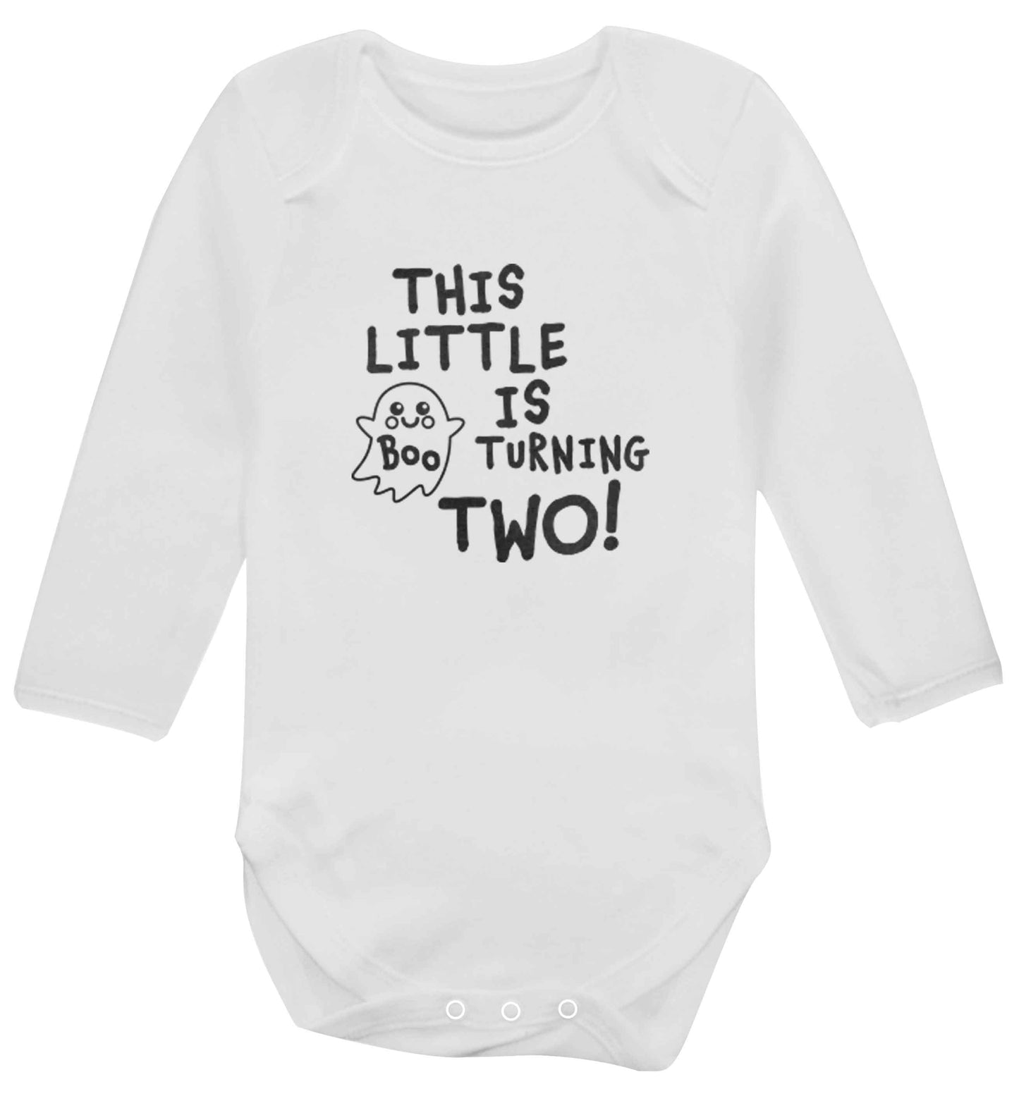 This little boo is turning two baby vest long sleeved white 6-12 months
