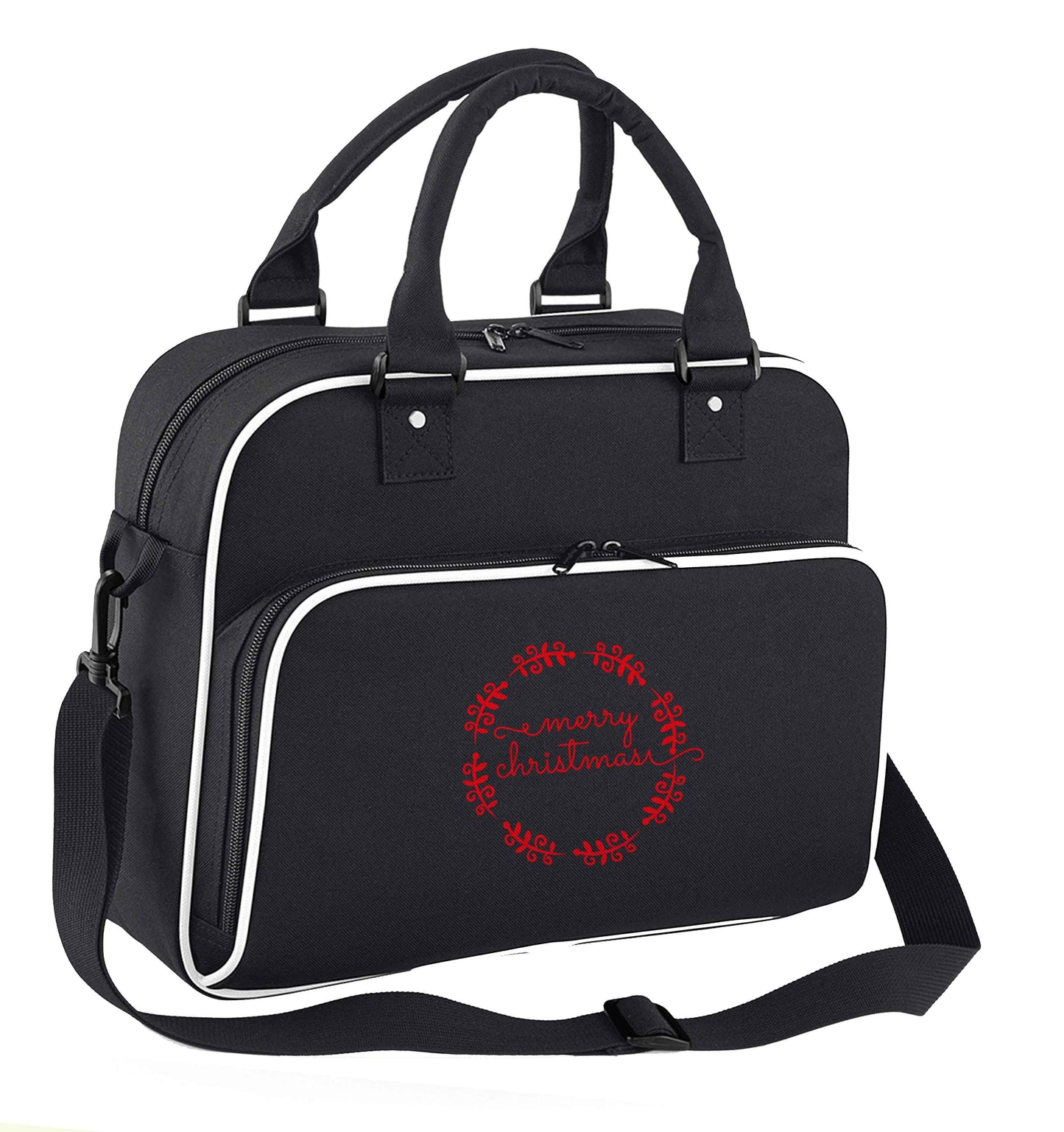 Merry christmas children's dance bag black with white detail