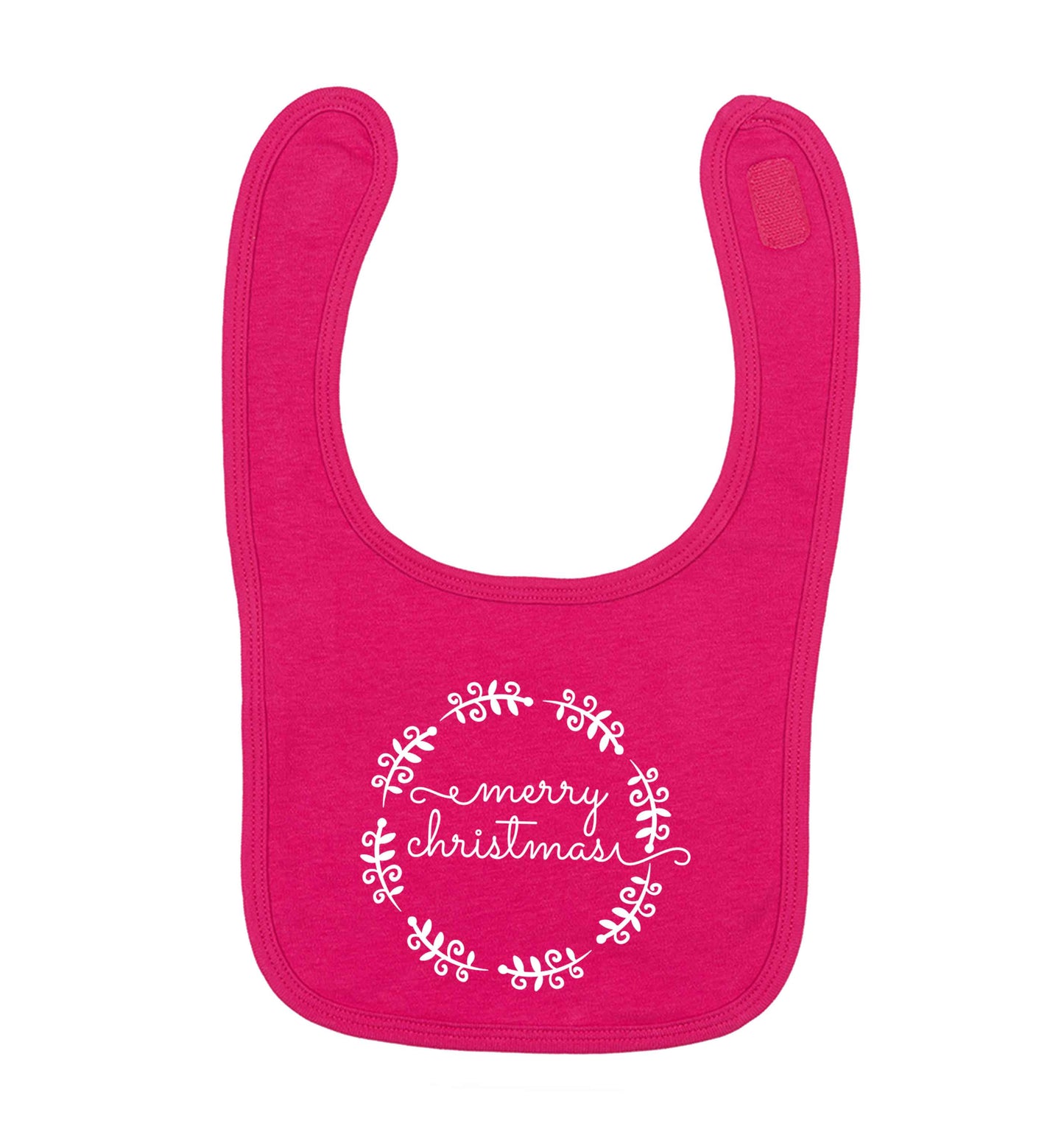 Merry christmas dark pink baby bib