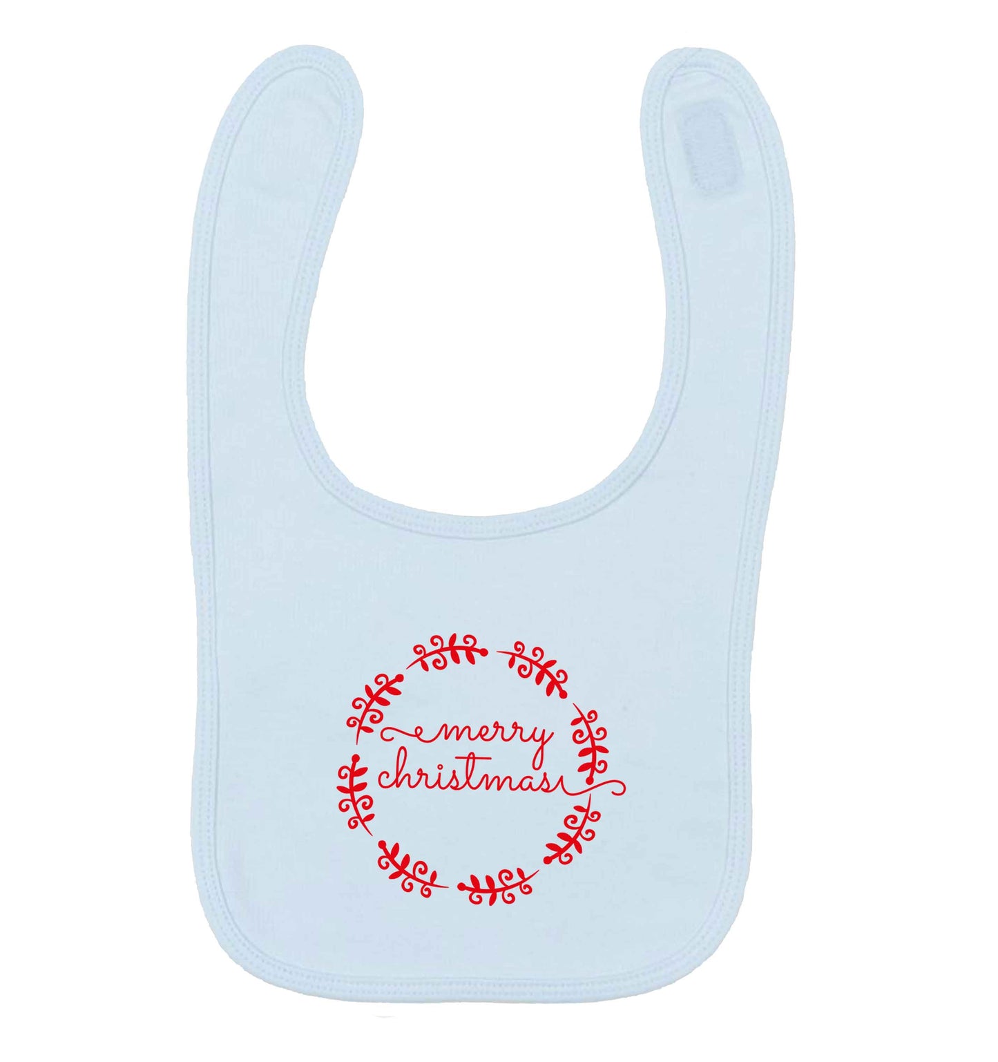 Merry christmas pale blue baby bib