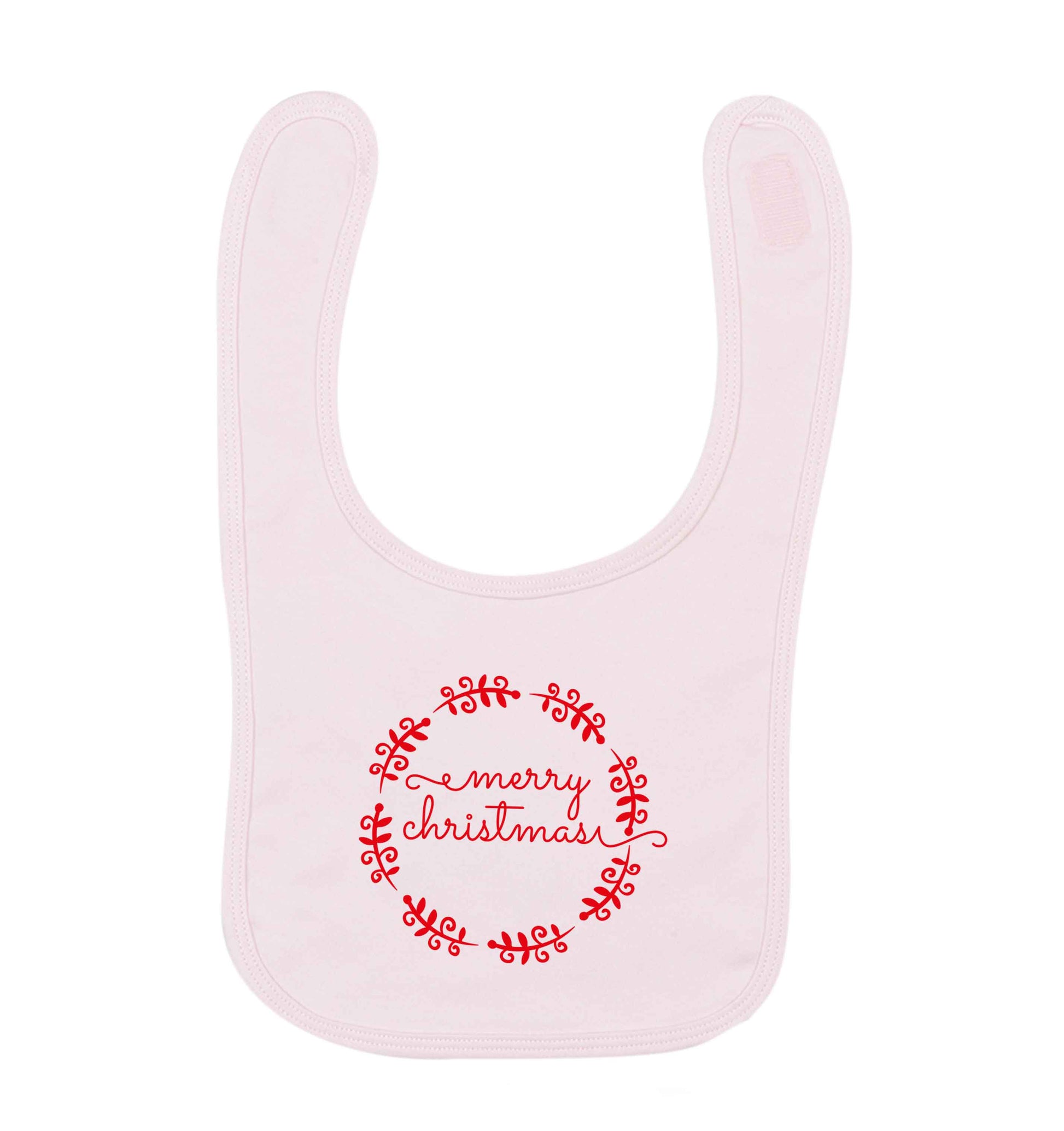 Merry christmas pale pink baby bib