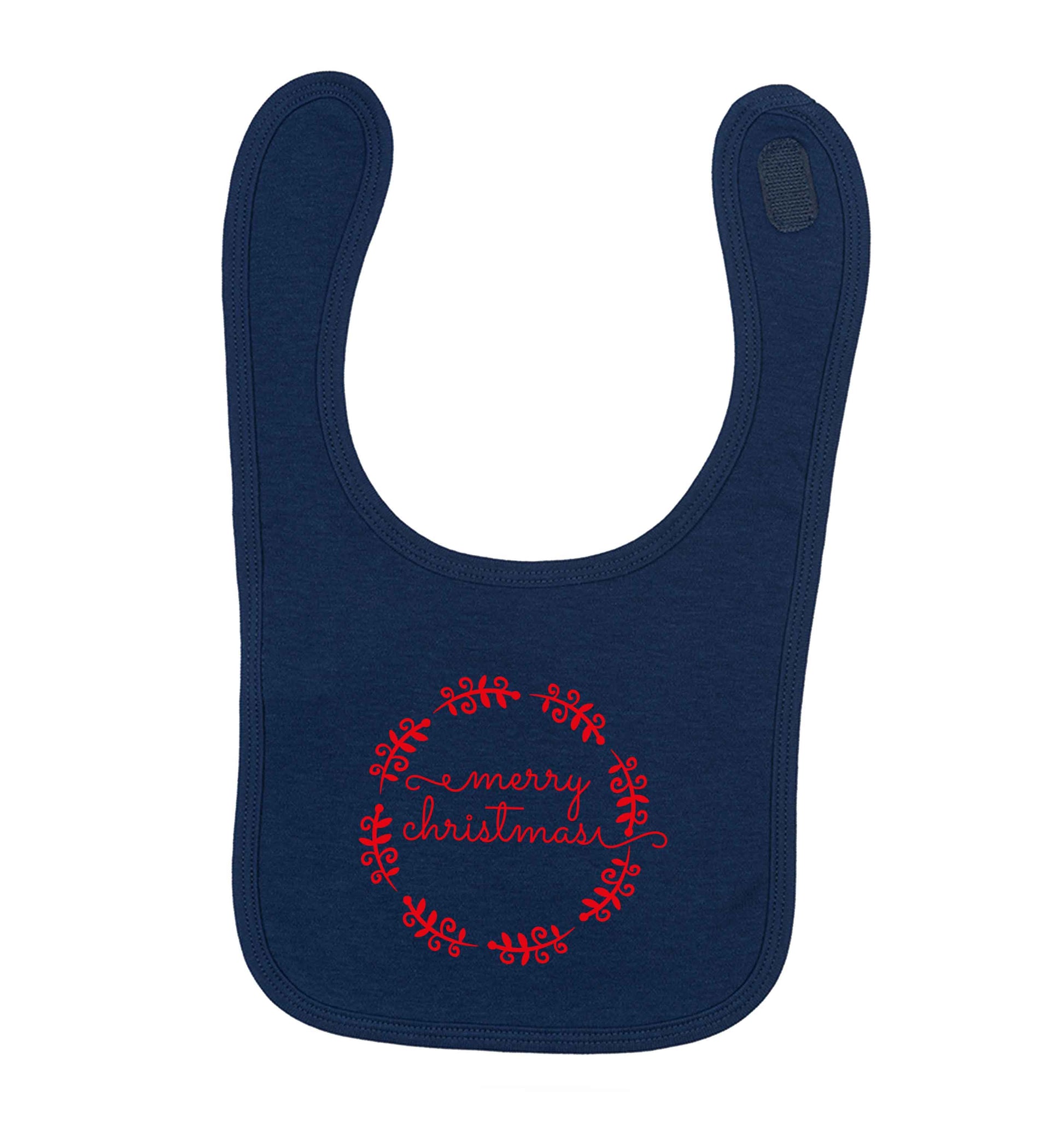 Merry christmas navy baby bib