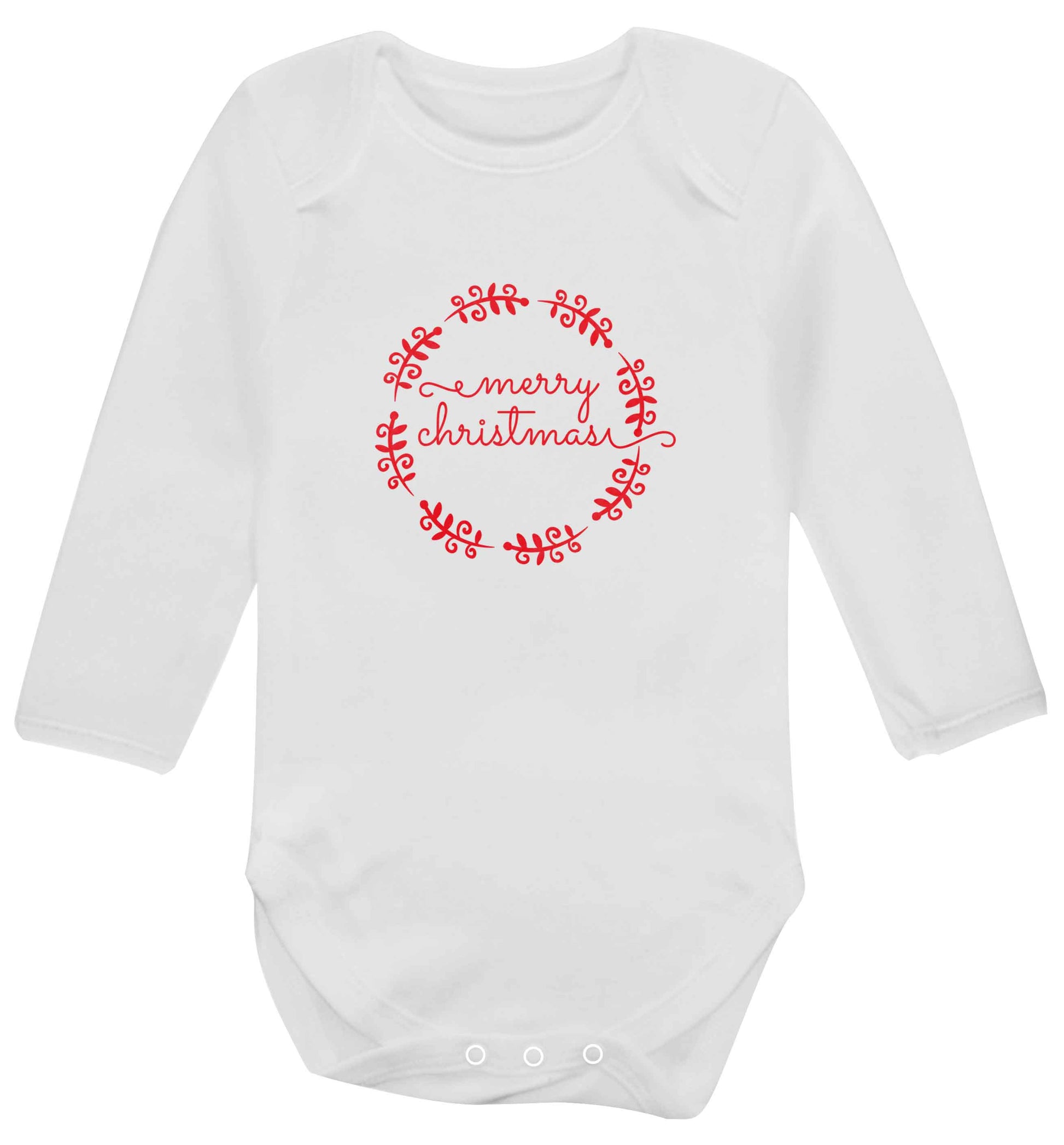 Merry christmas baby vest long sleeved white 6-12 months