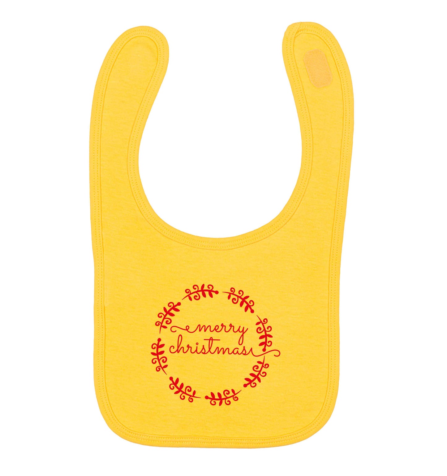 Merry christmas yellow baby bib