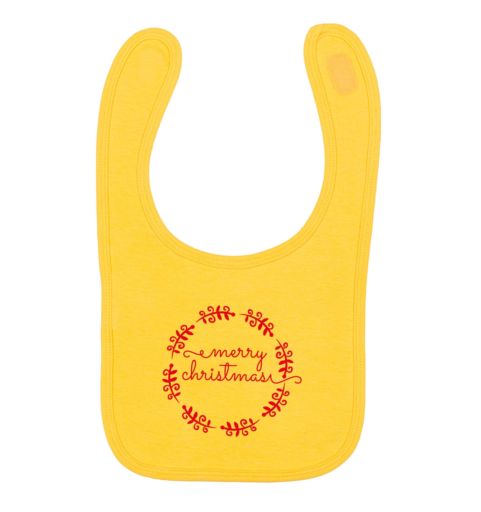Merry christmas yellow baby bib