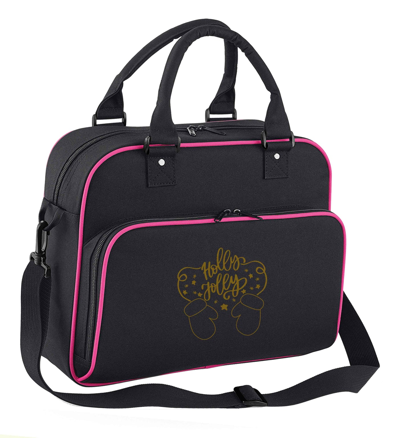 Holly jolly children's dance bag black with pink detail