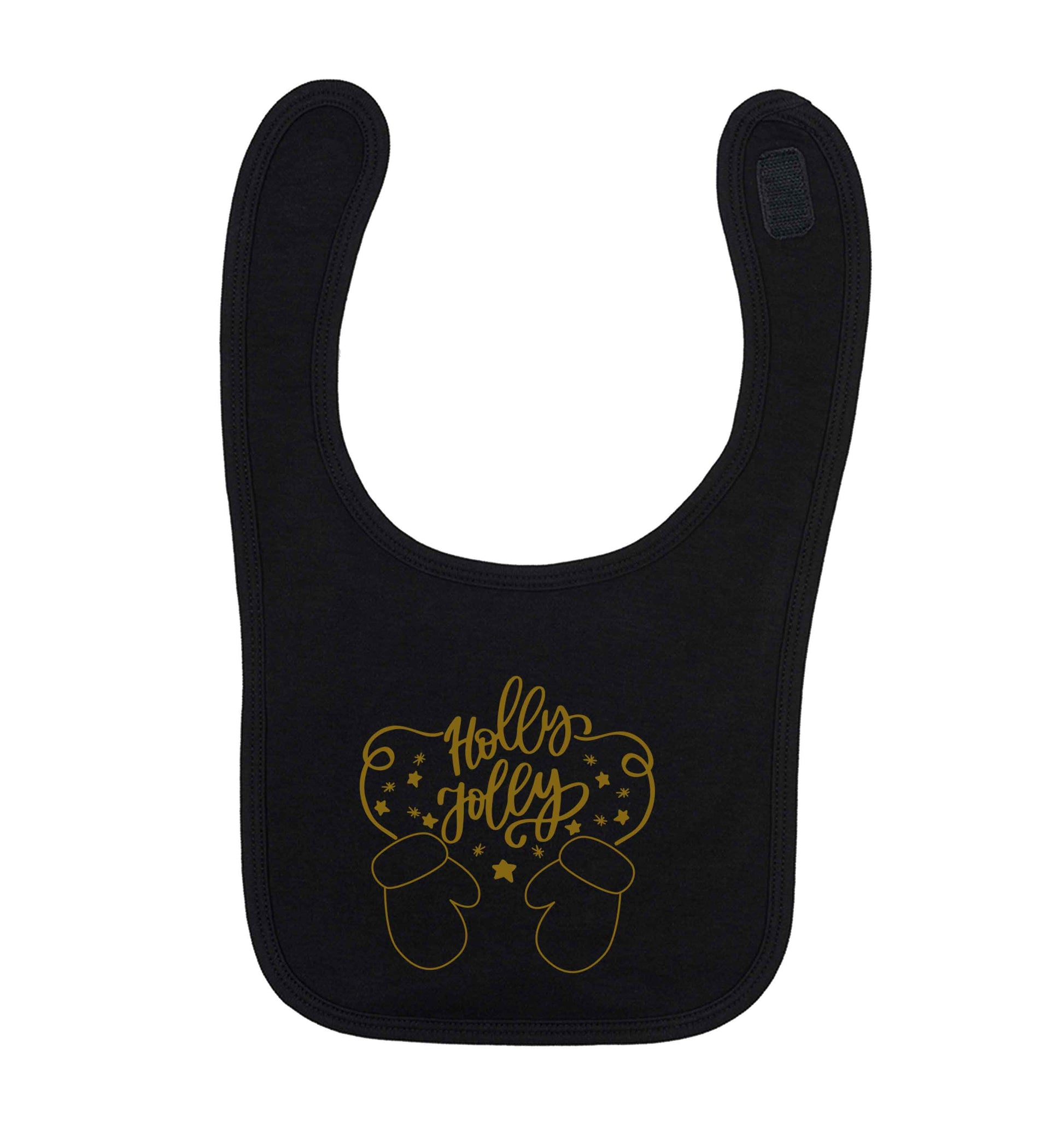 Holly jolly black baby bib