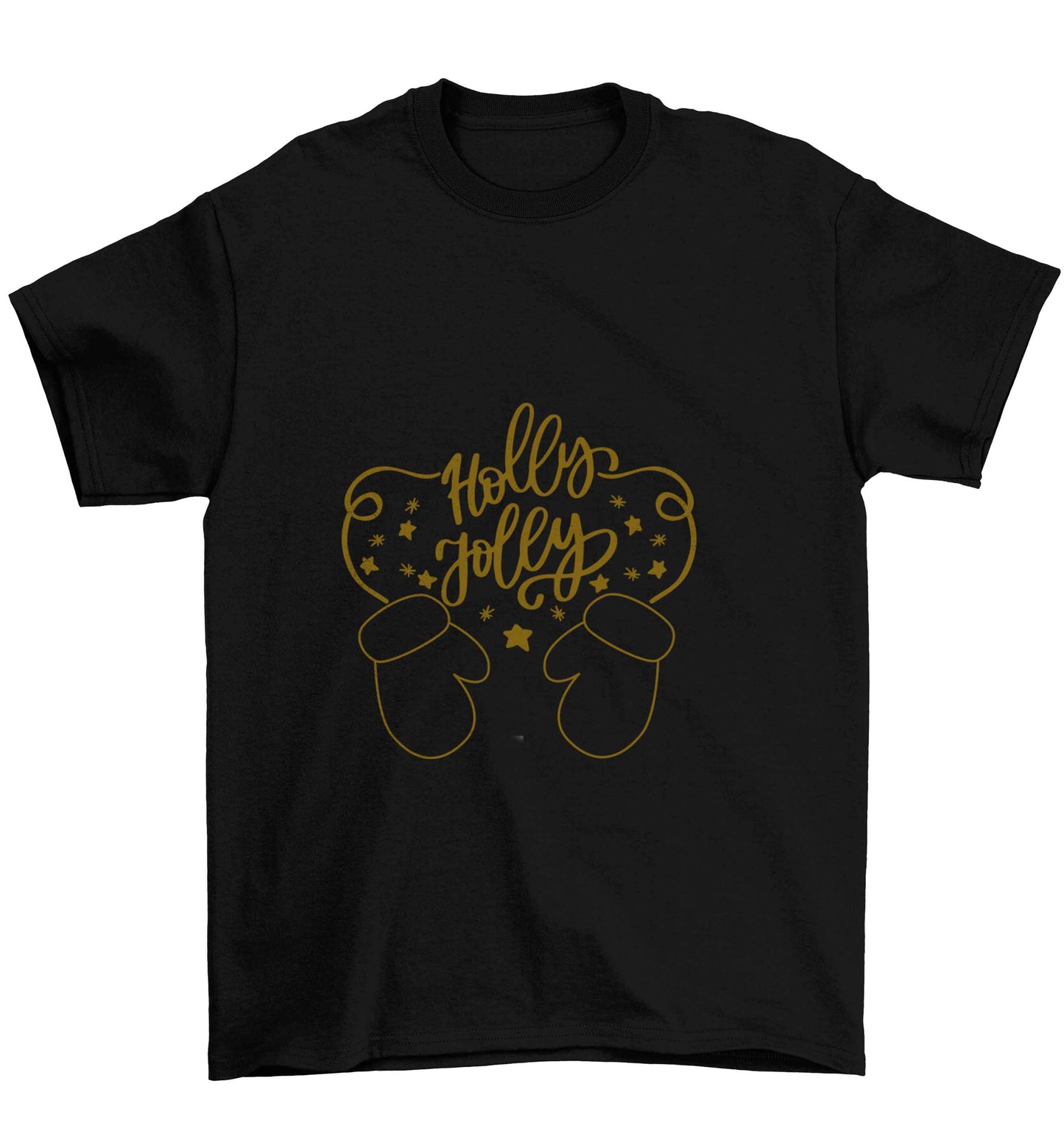 Holly jolly Children's black Tshirt 12-13 Years