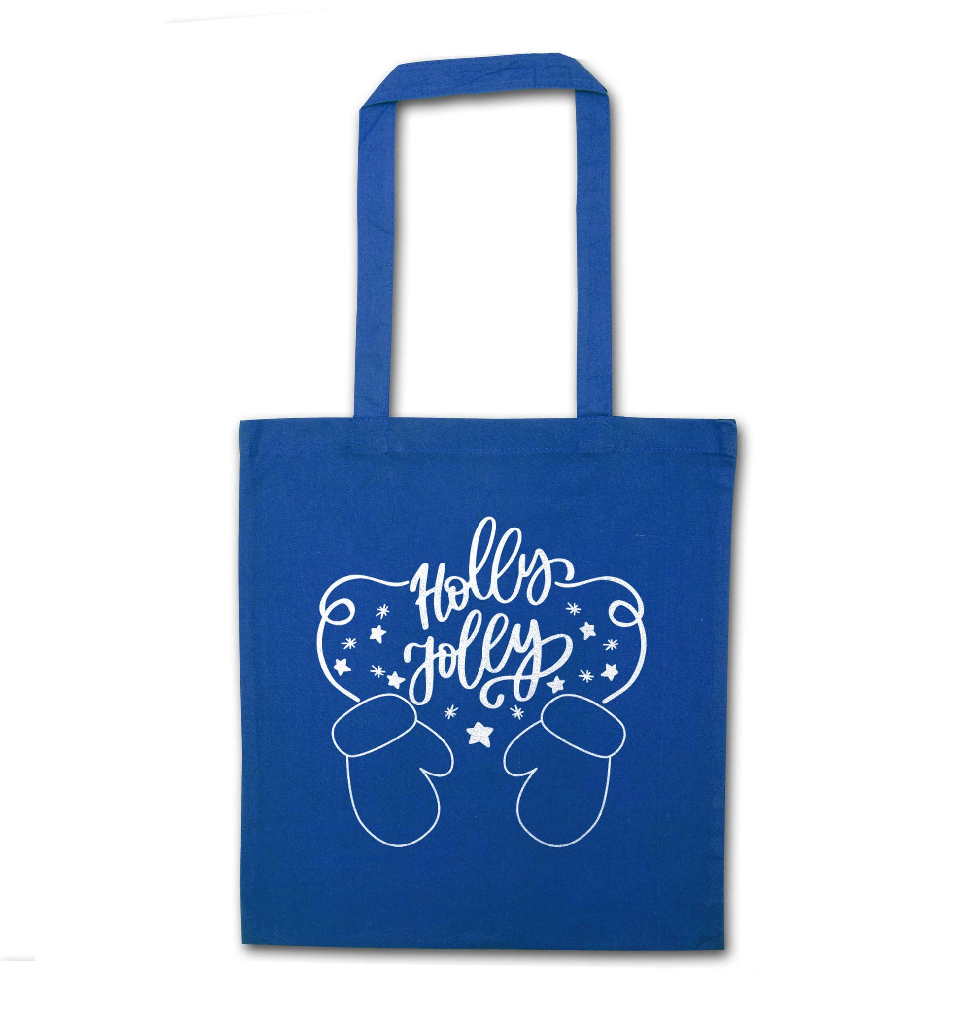 Holly jolly blue tote bag