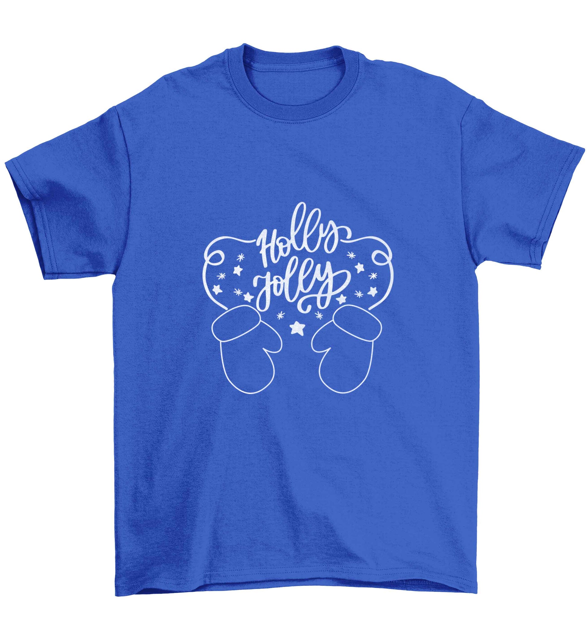 Holly jolly Children's blue Tshirt 12-13 Years