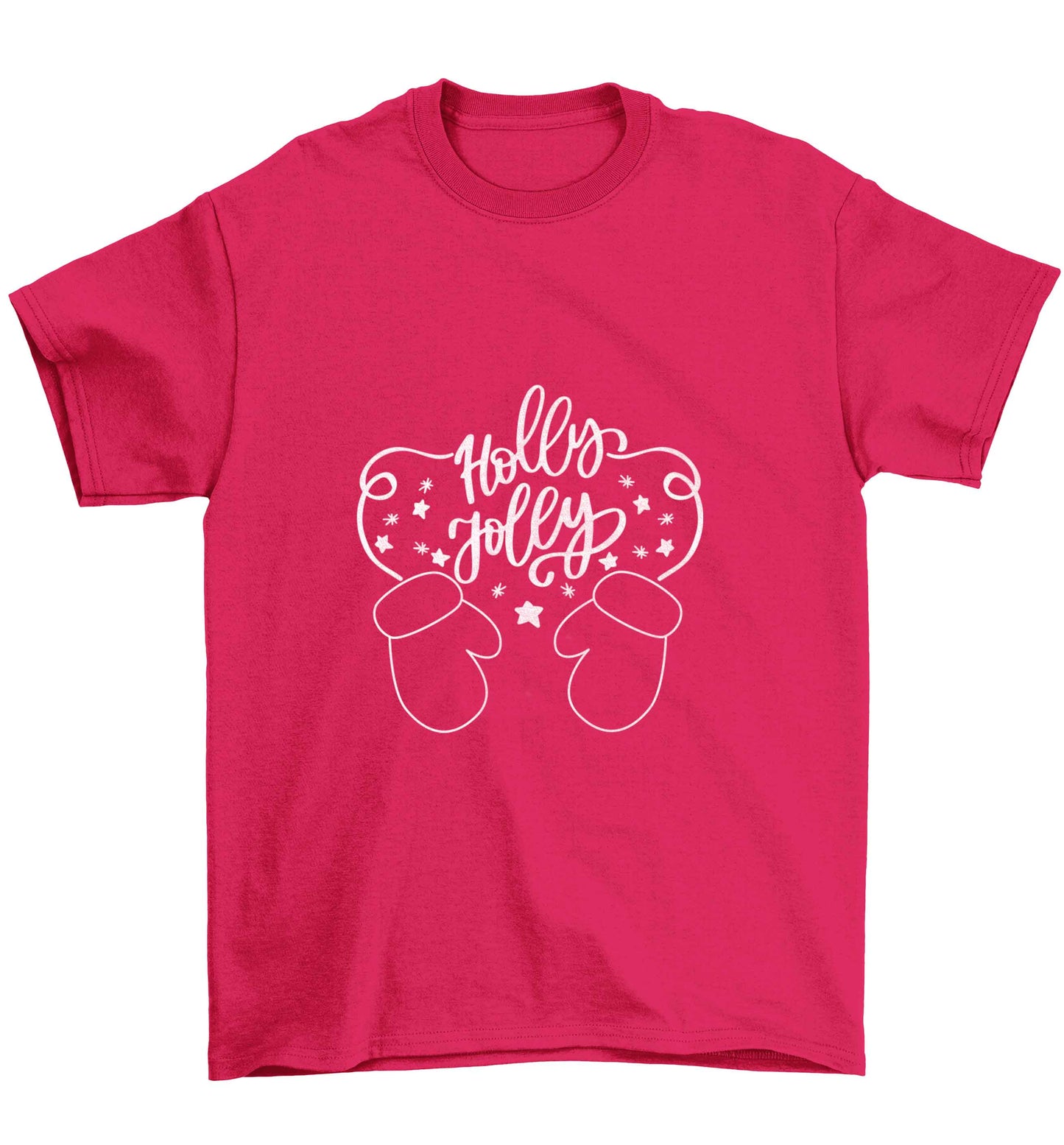 Holly jolly Children's pink Tshirt 12-13 Years