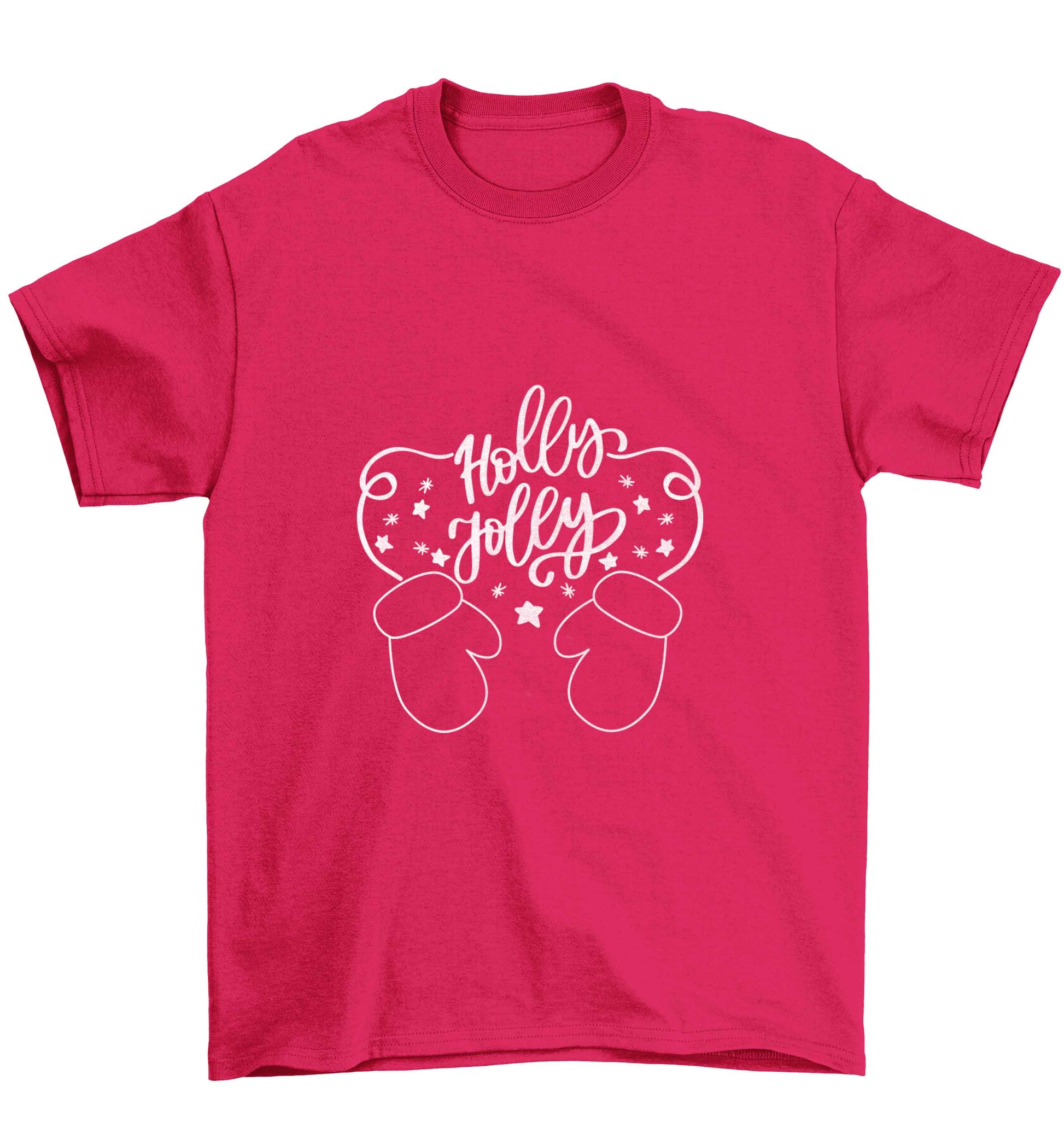 Holly jolly Children's pink Tshirt 12-13 Years