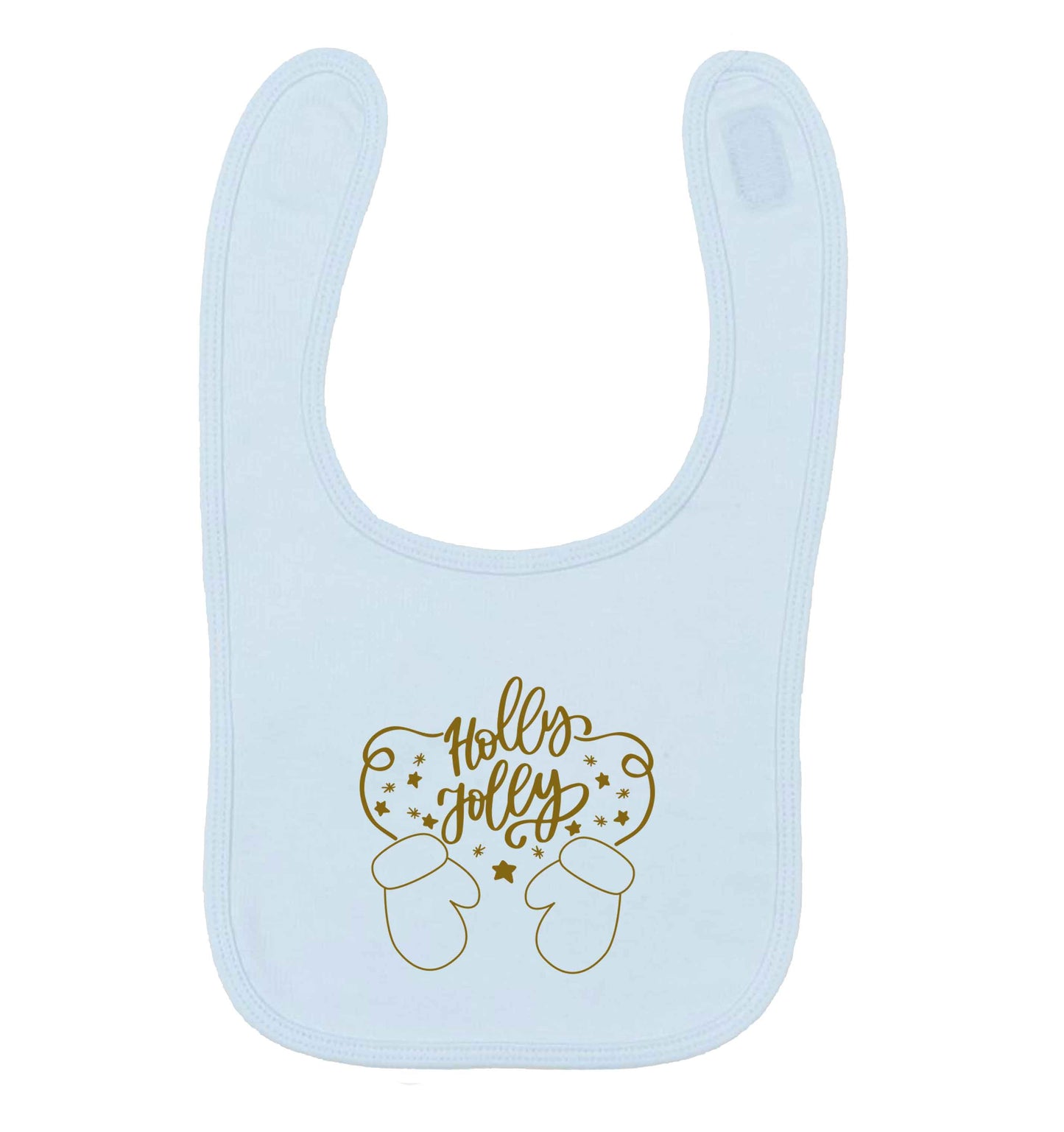 Holly jolly pale blue baby bib