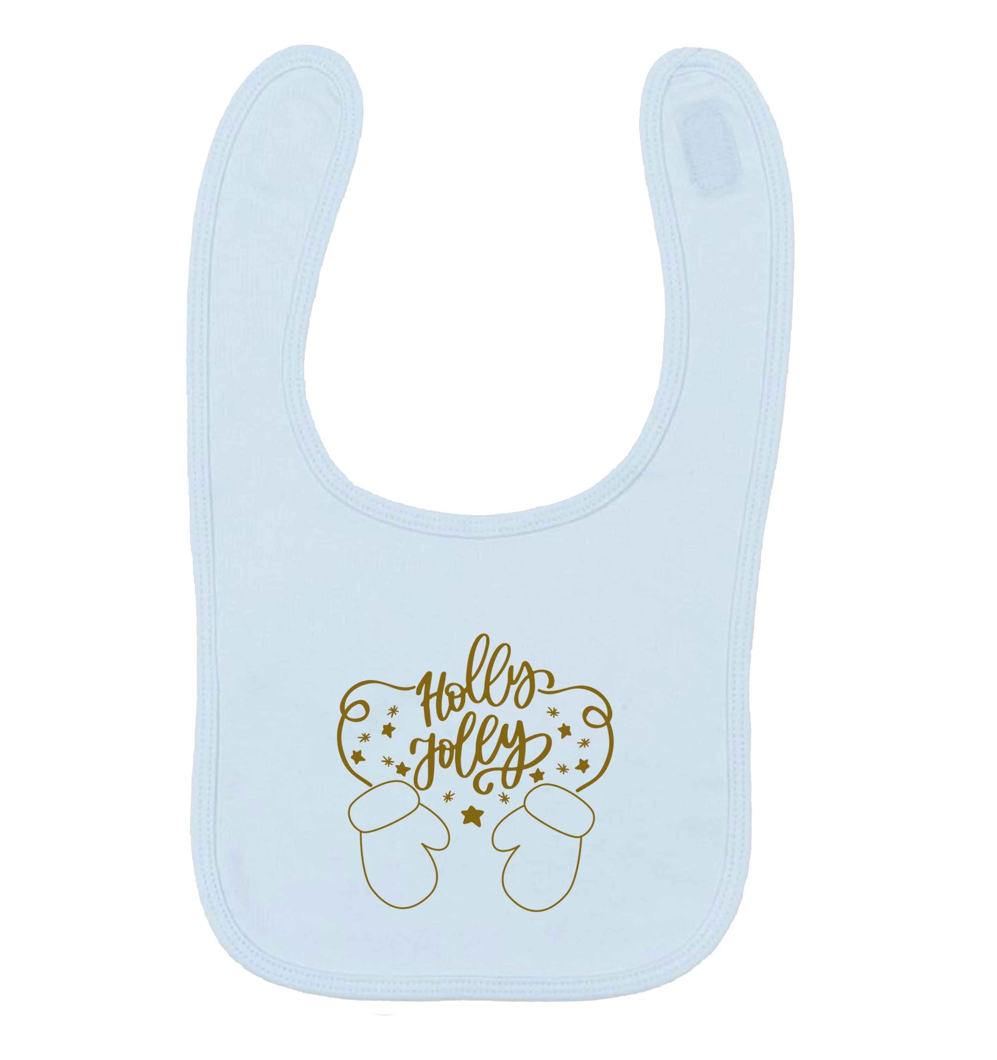 Holly jolly pale blue baby bib