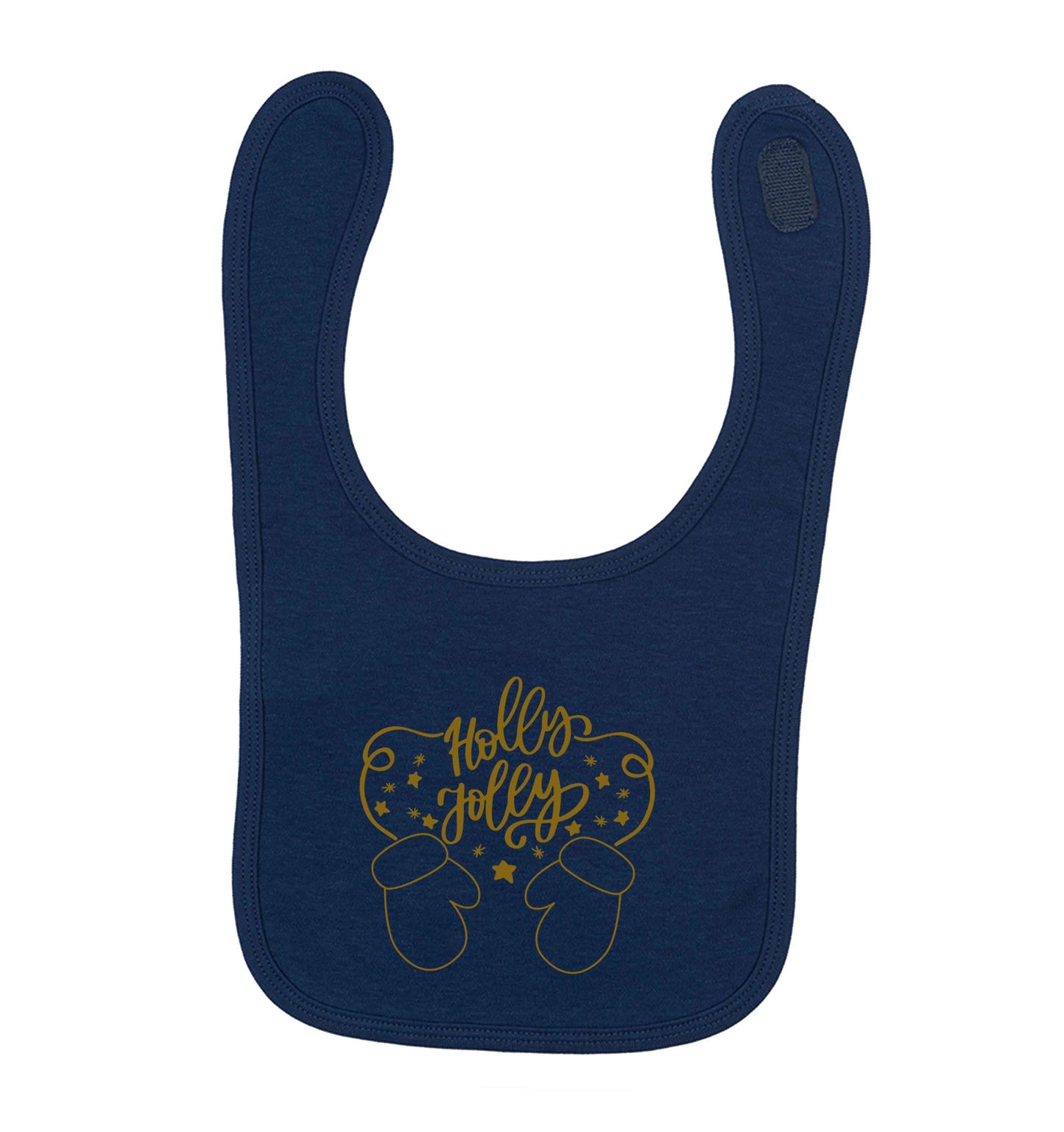 Holly jolly navy baby bib