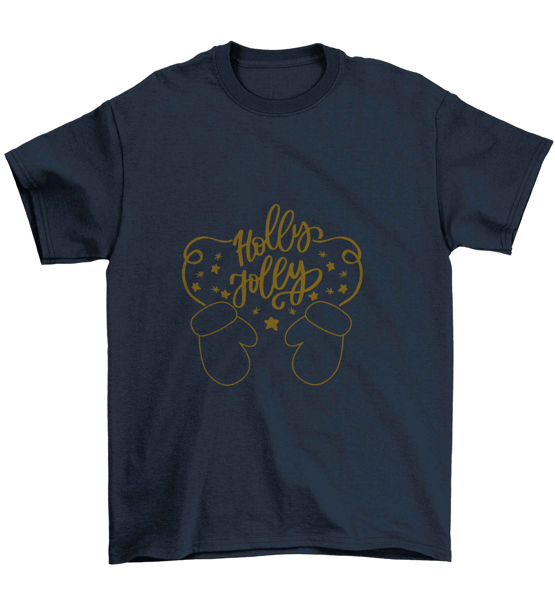 Holly jolly Children's navy Tshirt 12-13 Years