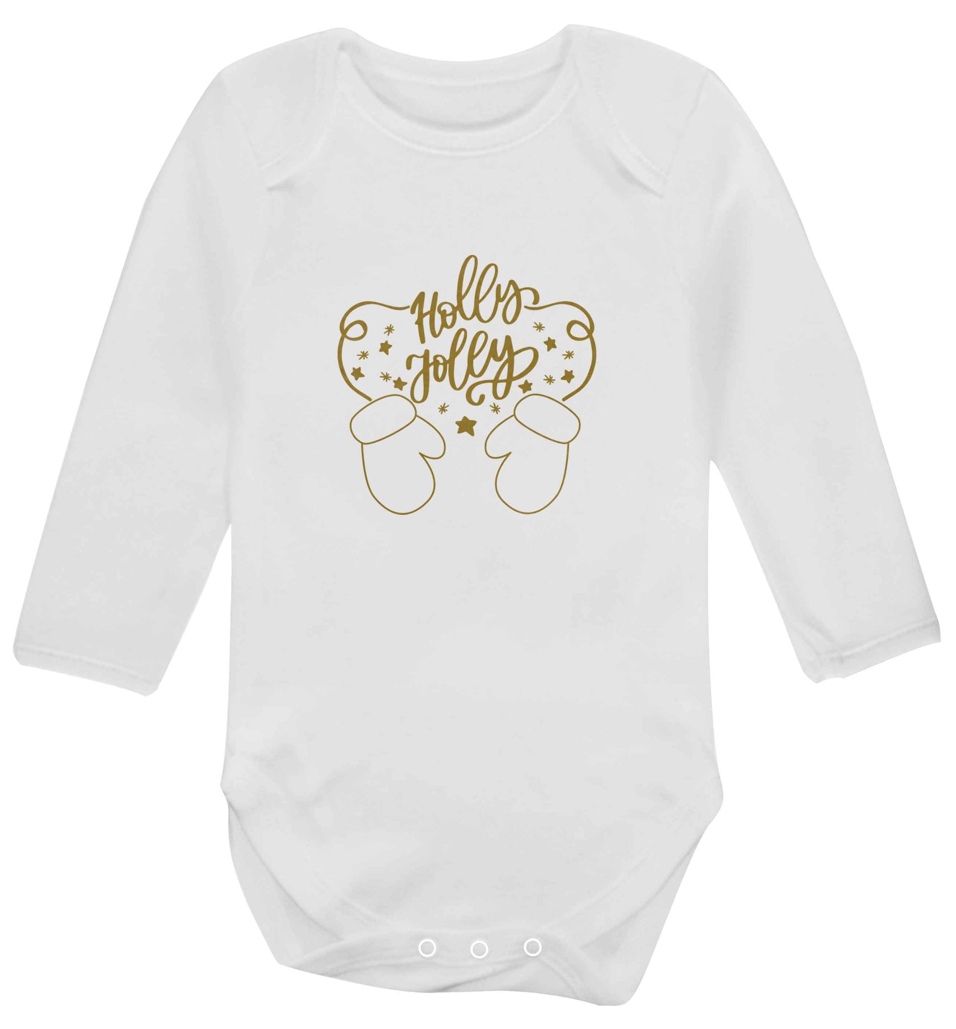 Holly jolly baby vest long sleeved white 6-12 months