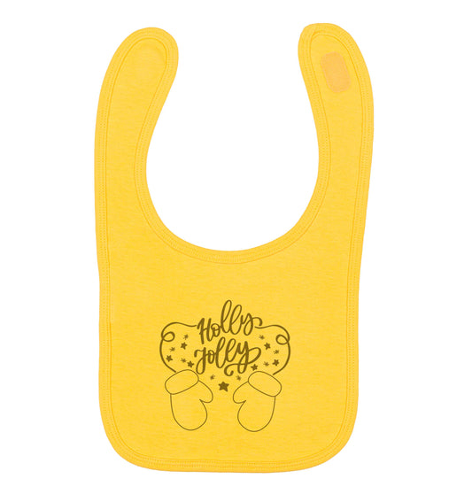 Holly jolly yellow baby bib
