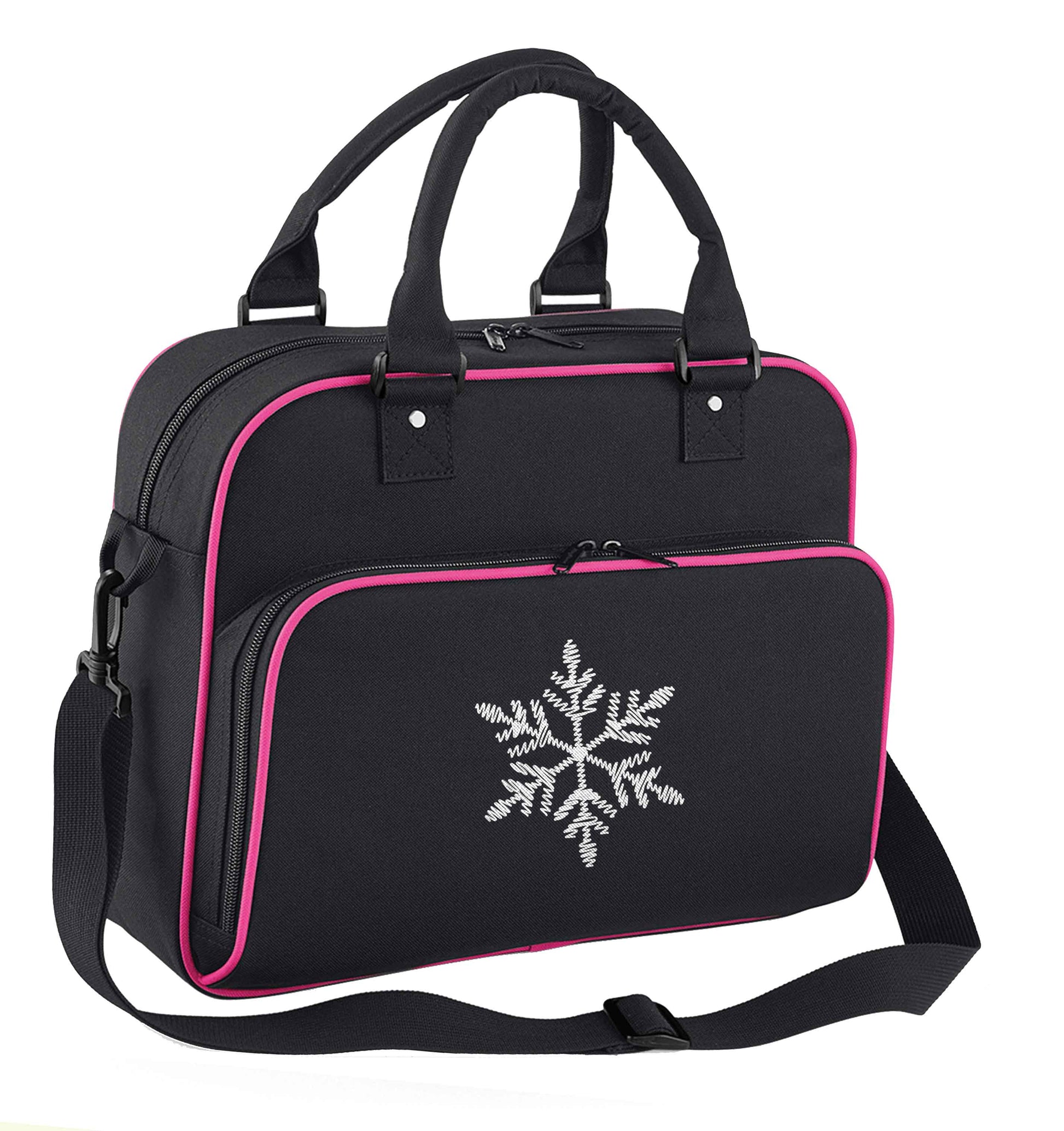 Snowflake children's dance bag black with pink detail