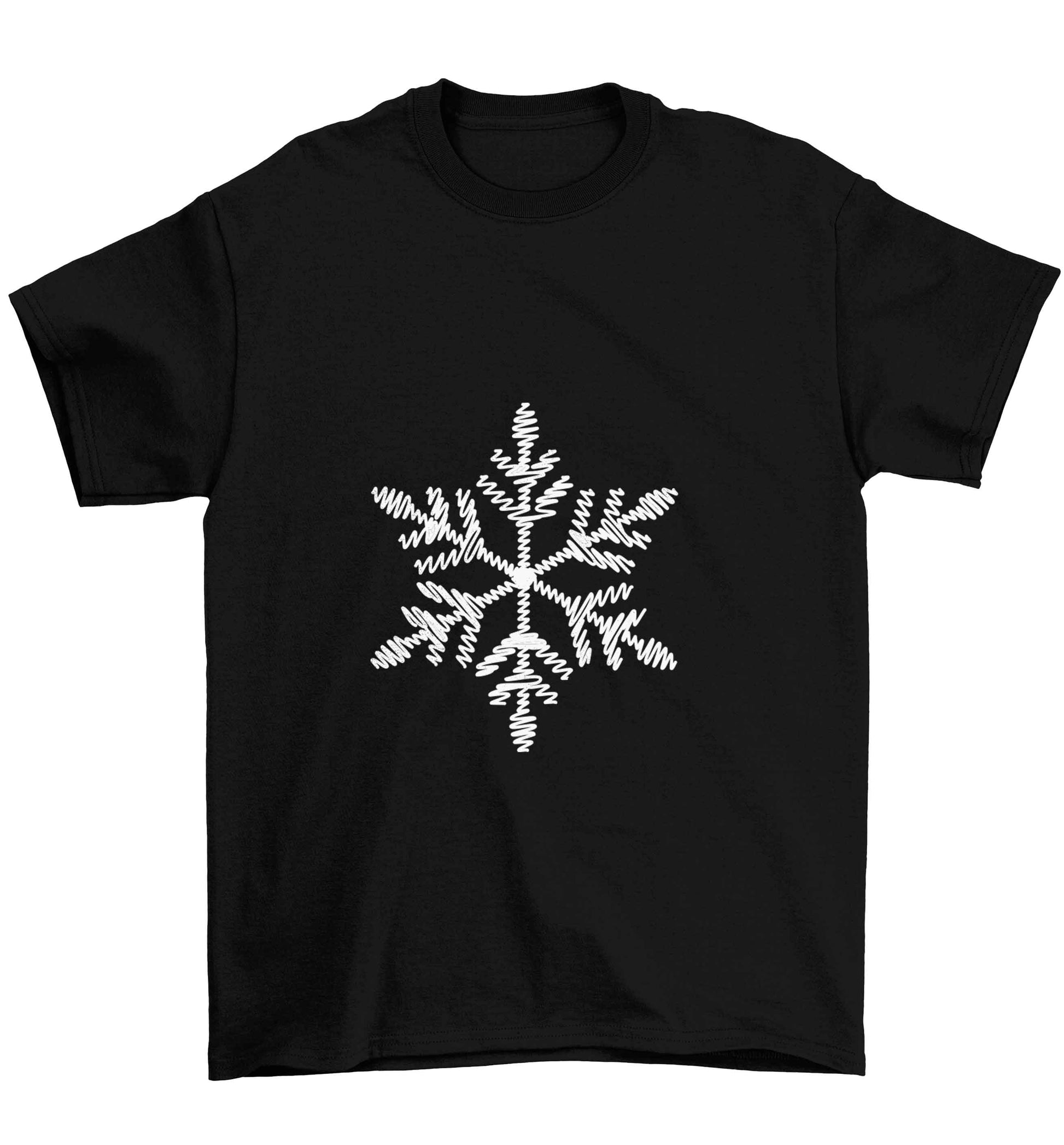 Snowflake Children's black Tshirt 12-13 Years