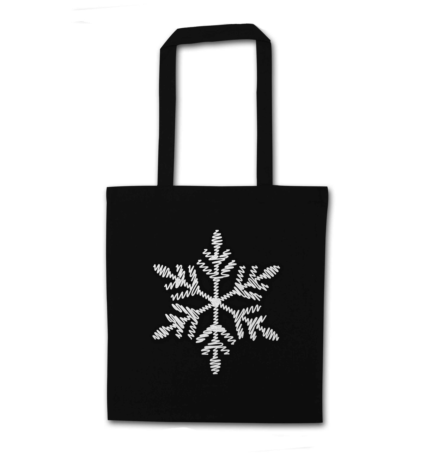 Snowflake black tote bag