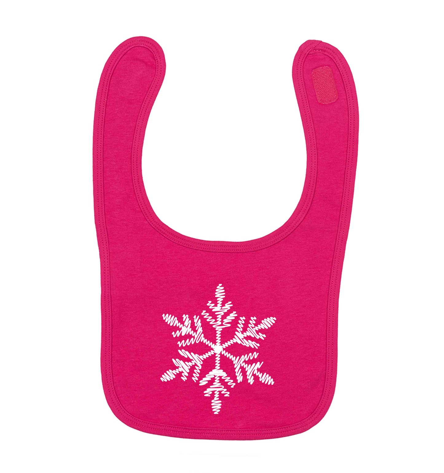 Snowflake dark pink baby bib