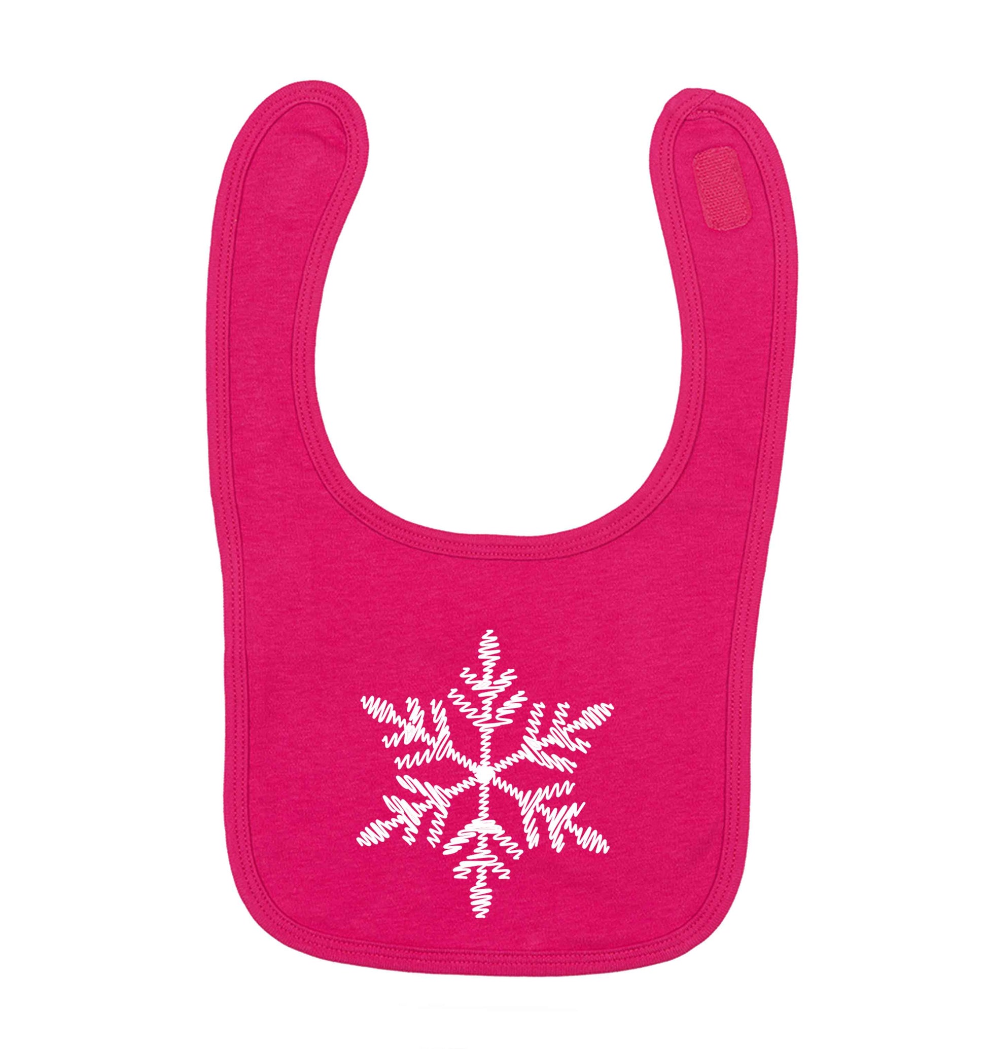Snowflake dark pink baby bib