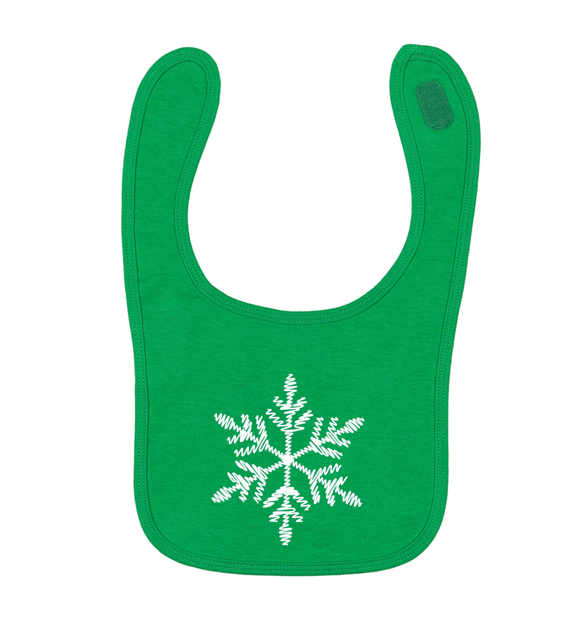 Snowflake green baby bib