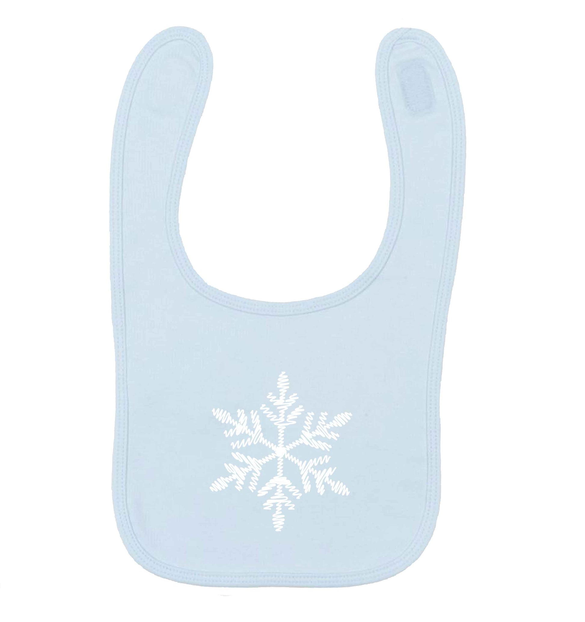Snowflake pale blue baby bib