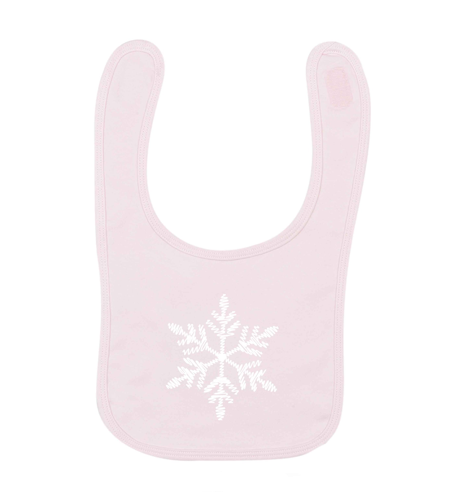 Snowflake pale pink baby bib