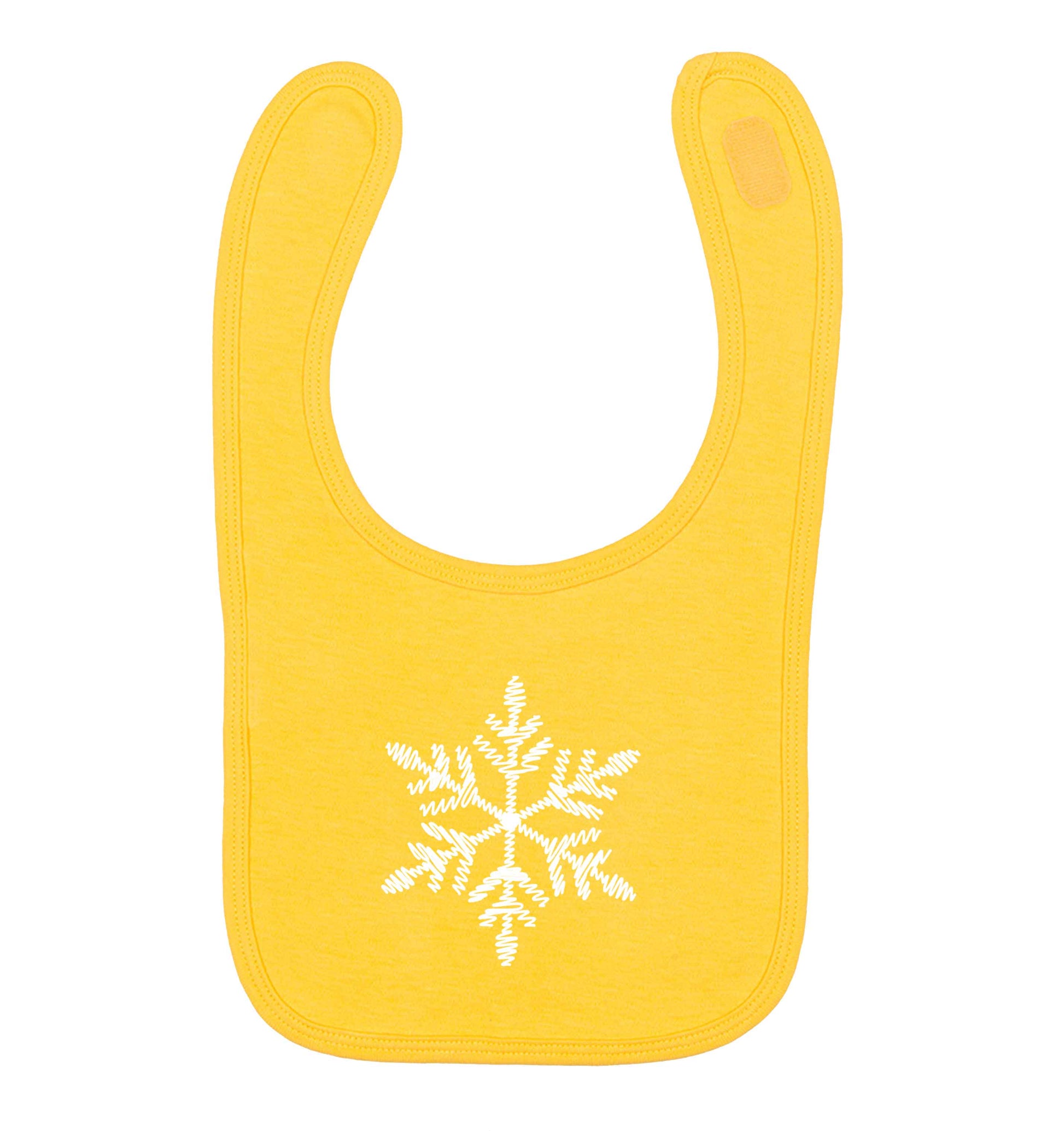 Snowflake yellow baby bib