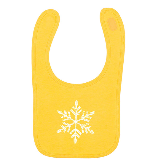 Snowflake yellow baby bib
